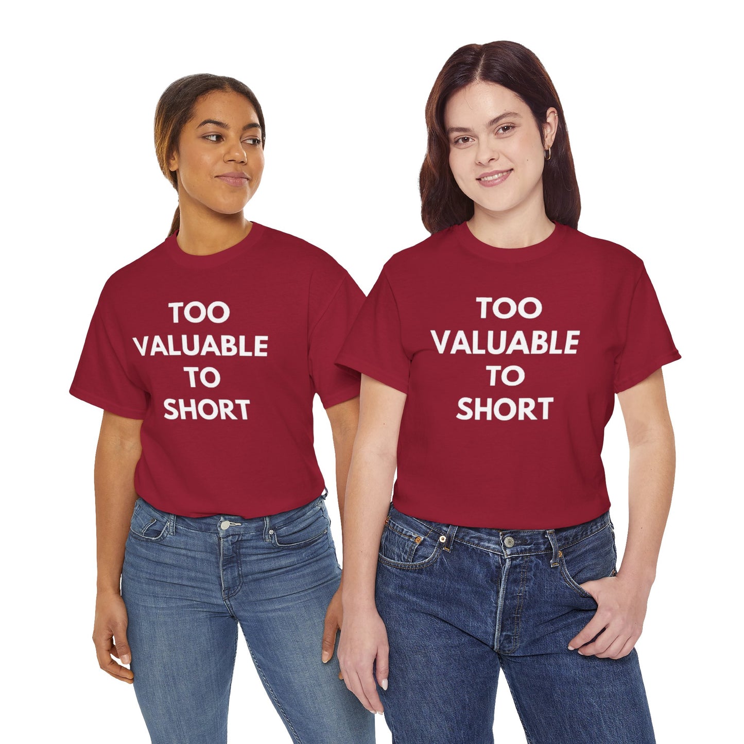 Too Valuable to Short Unisex Heavy Cotton Tee | Casual Wear, Gift for Friends, Everyday Comfort, Statement T-Shirt, Birthday Gift