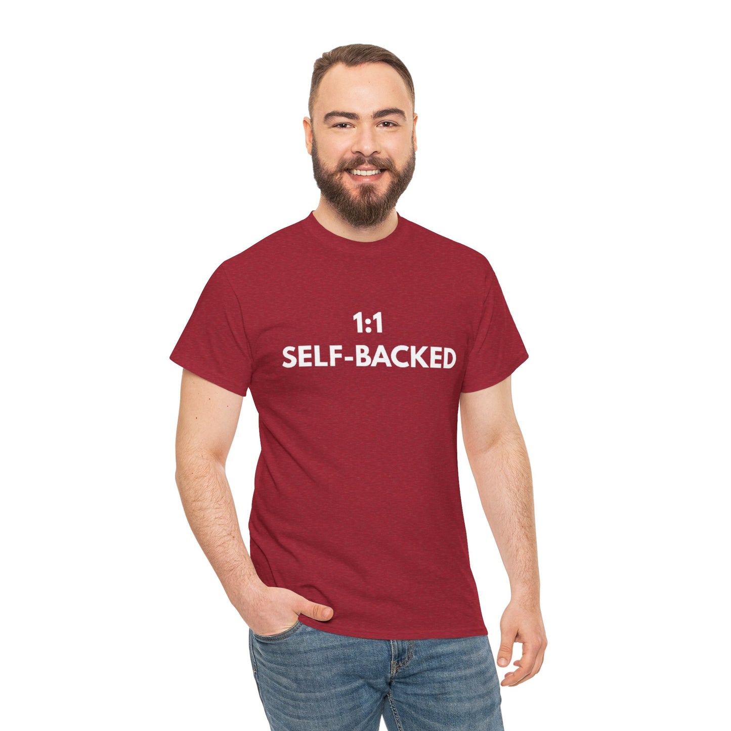 Unisex Heavy Cotton Tee with '1:1 SELF-BACKED' Design - Casual Wear, Gifts for Motivation, Self-Care, Everyday Comfort, Statement Tee