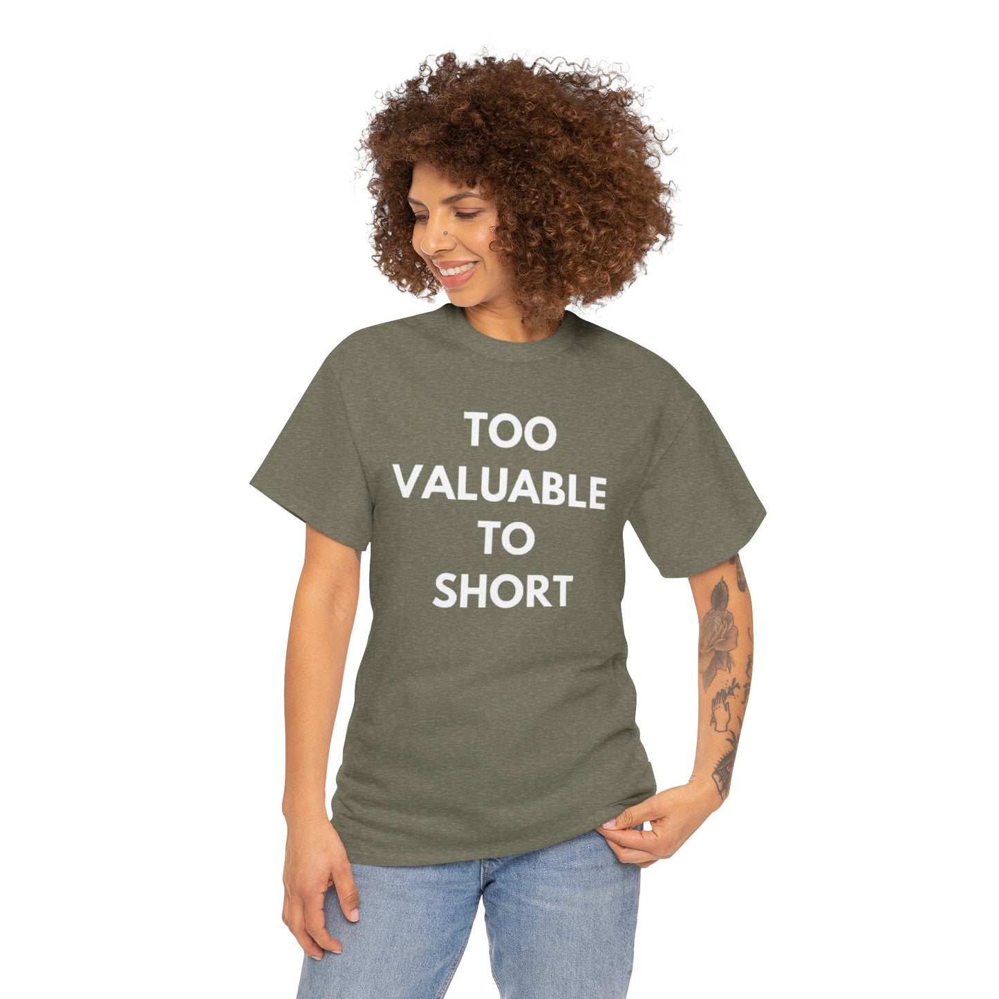 Too Valuable to Short Unisex Heavy Cotton Tee | Casual Wear, Gift for Friends, Everyday Comfort, Statement T-Shirt, Birthday Gift