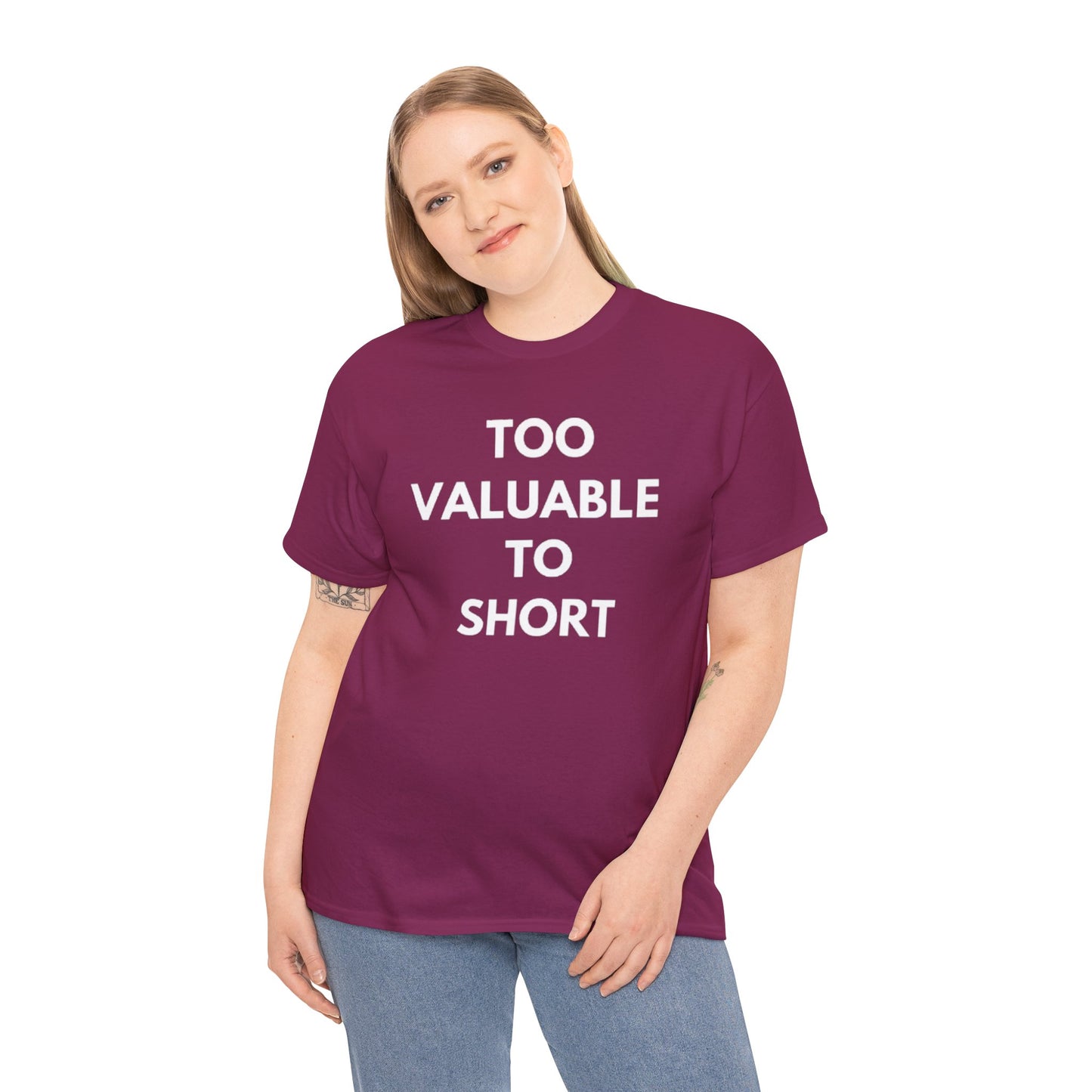 Too Valuable to Short Unisex Heavy Cotton Tee | Casual Wear, Gift for Friends, Everyday Comfort, Statement T-Shirt, Birthday Gift