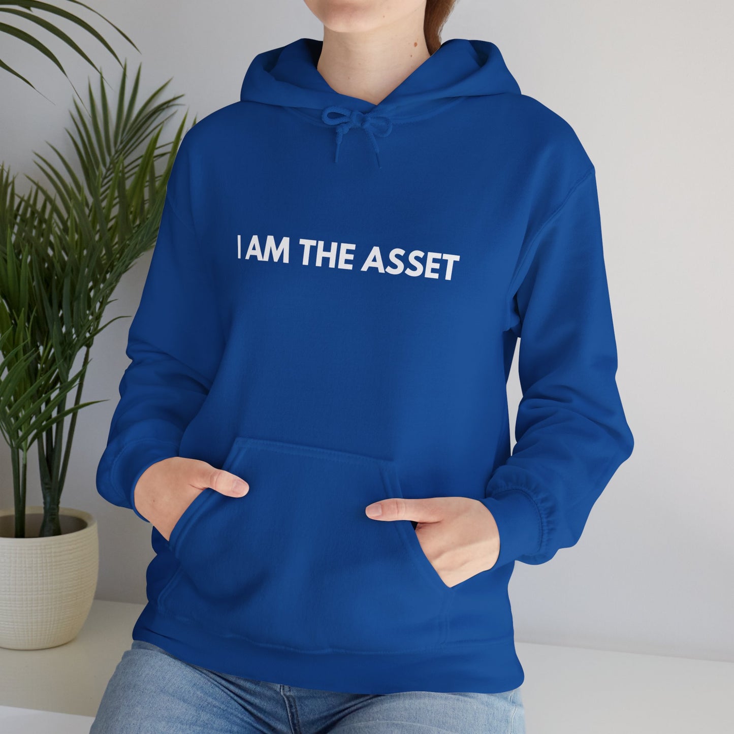 Unisex Heavy Blend Hoodie - "I AM THE ASSET" Cool Casual Sweatshirt, Gift for Entrepreneurs, Cozy Lounge Wear, Motivational Apparel, [...]