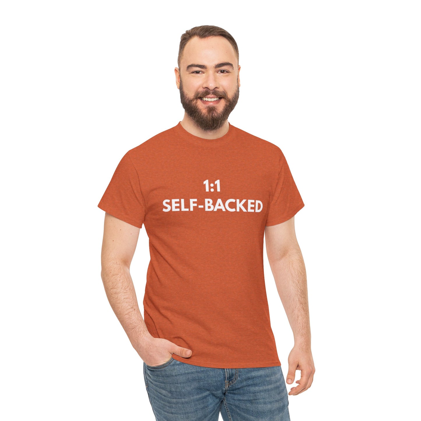 Unisex Heavy Cotton Tee with '1:1 SELF-BACKED' Design - Casual Wear, Gifts for Motivation, Self-Care, Everyday Comfort, Statement Tee