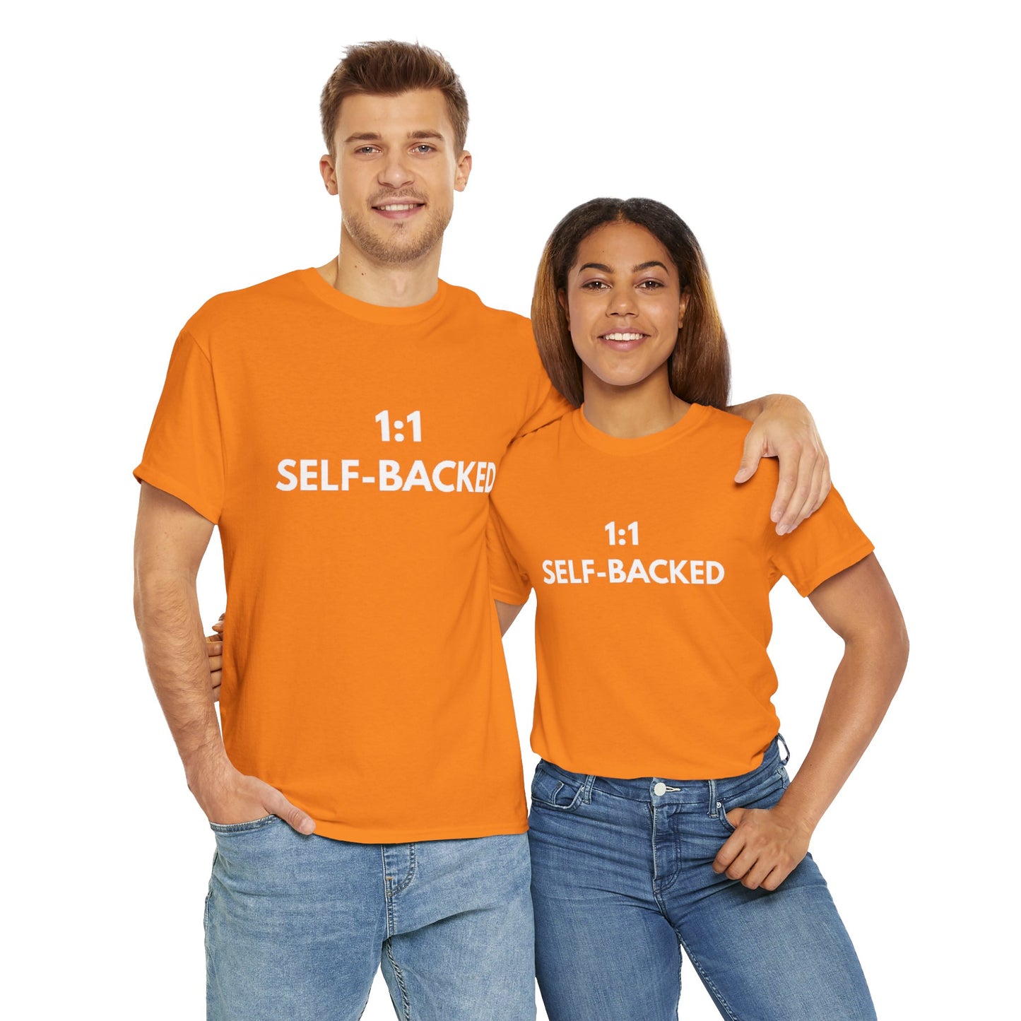 Unisex Heavy Cotton Tee with '1:1 SELF-BACKED' Design - Casual Wear, Gifts for Motivation, Self-Care, Everyday Comfort, Statement Tee