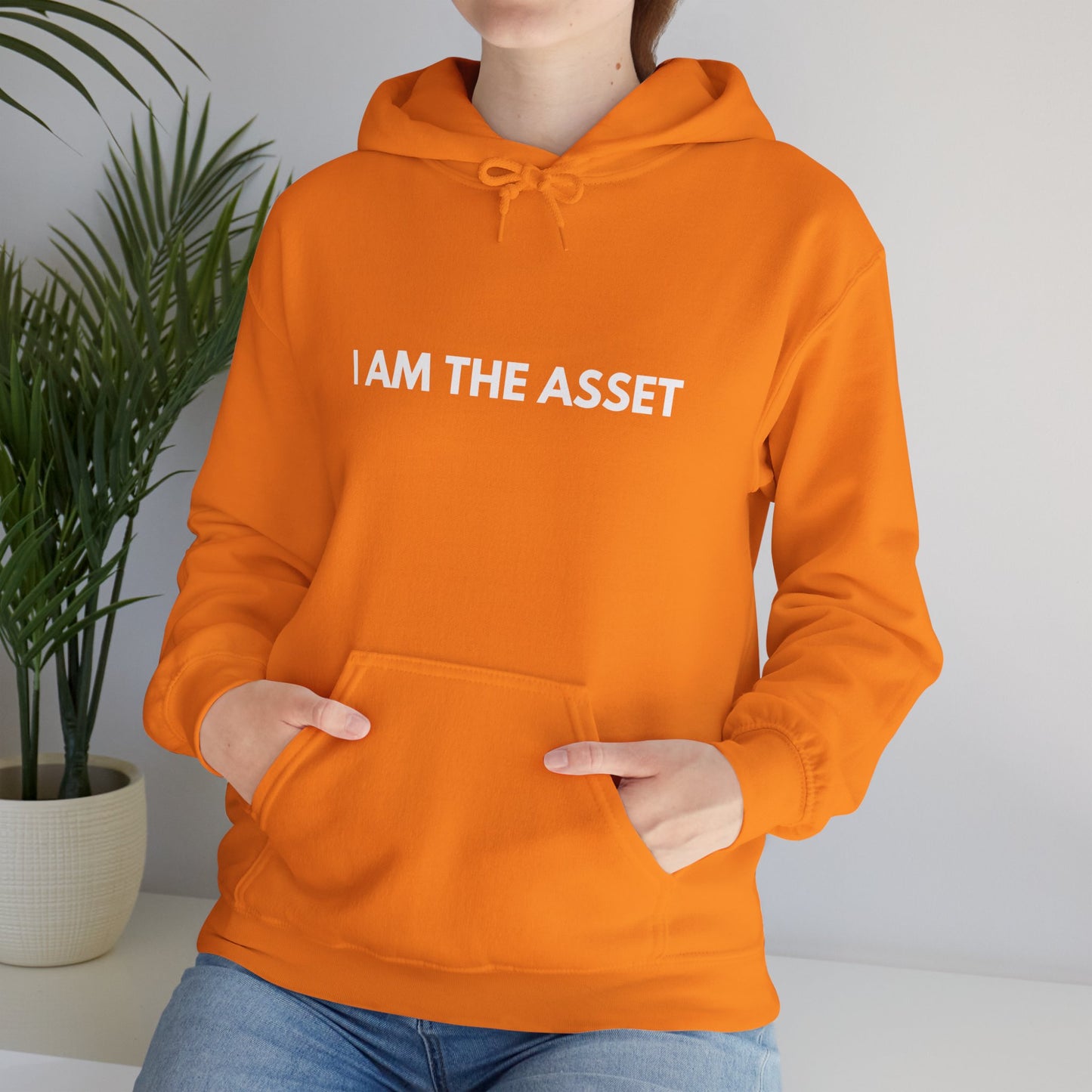 Unisex Heavy Blend Hoodie - "I AM THE ASSET" Cool Casual Sweatshirt, Gift for Entrepreneurs, Cozy Lounge Wear, Motivational Apparel, [...]