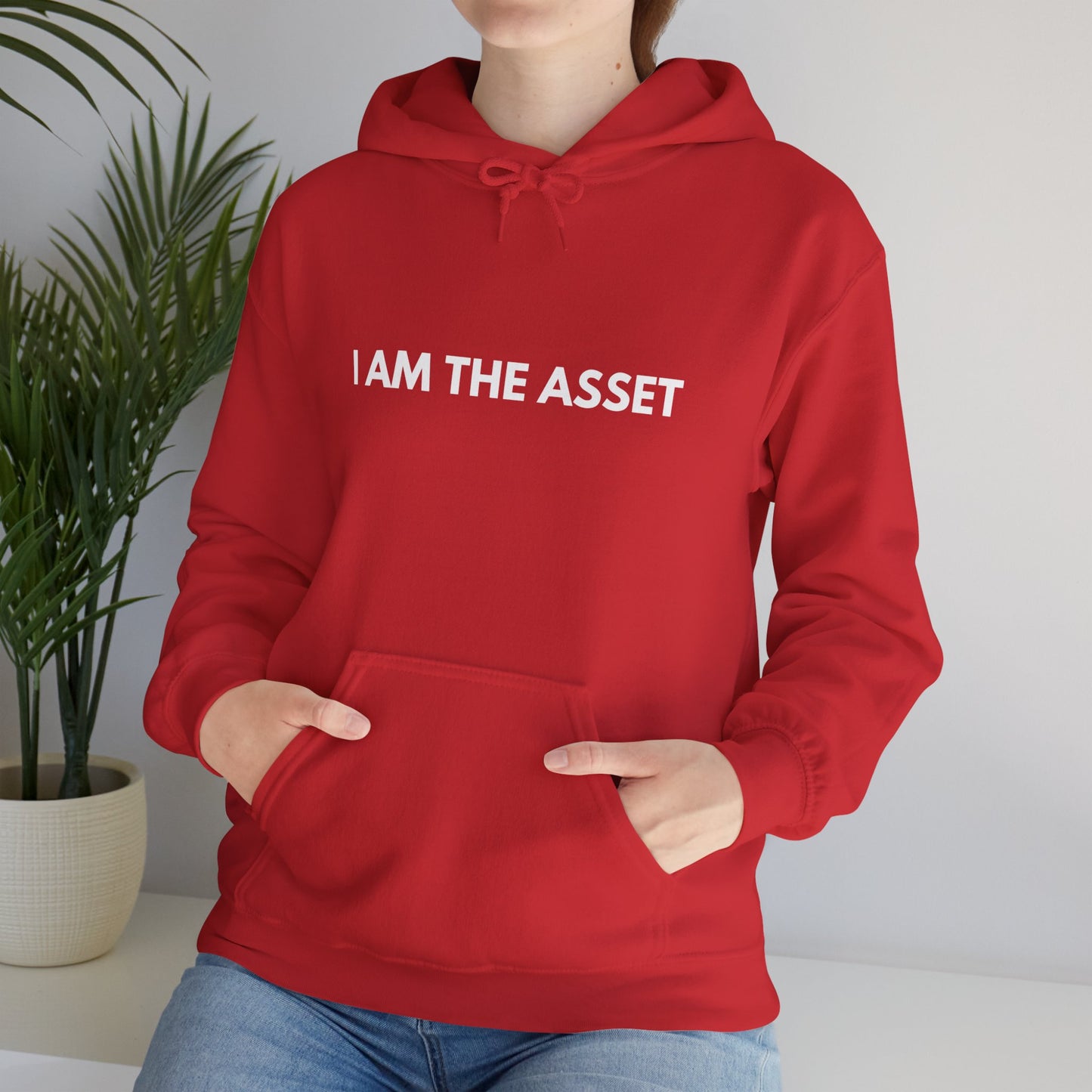 Unisex Heavy Blend Hoodie - "I AM THE ASSET" Cool Casual Sweatshirt, Gift for Entrepreneurs, Cozy Lounge Wear, Motivational Apparel, [...]