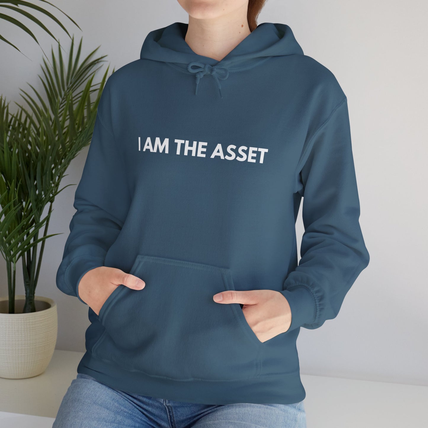 Unisex Heavy Blend Hoodie - "I AM THE ASSET" Cool Casual Sweatshirt, Gift for Entrepreneurs, Cozy Lounge Wear, Motivational Apparel, [...]