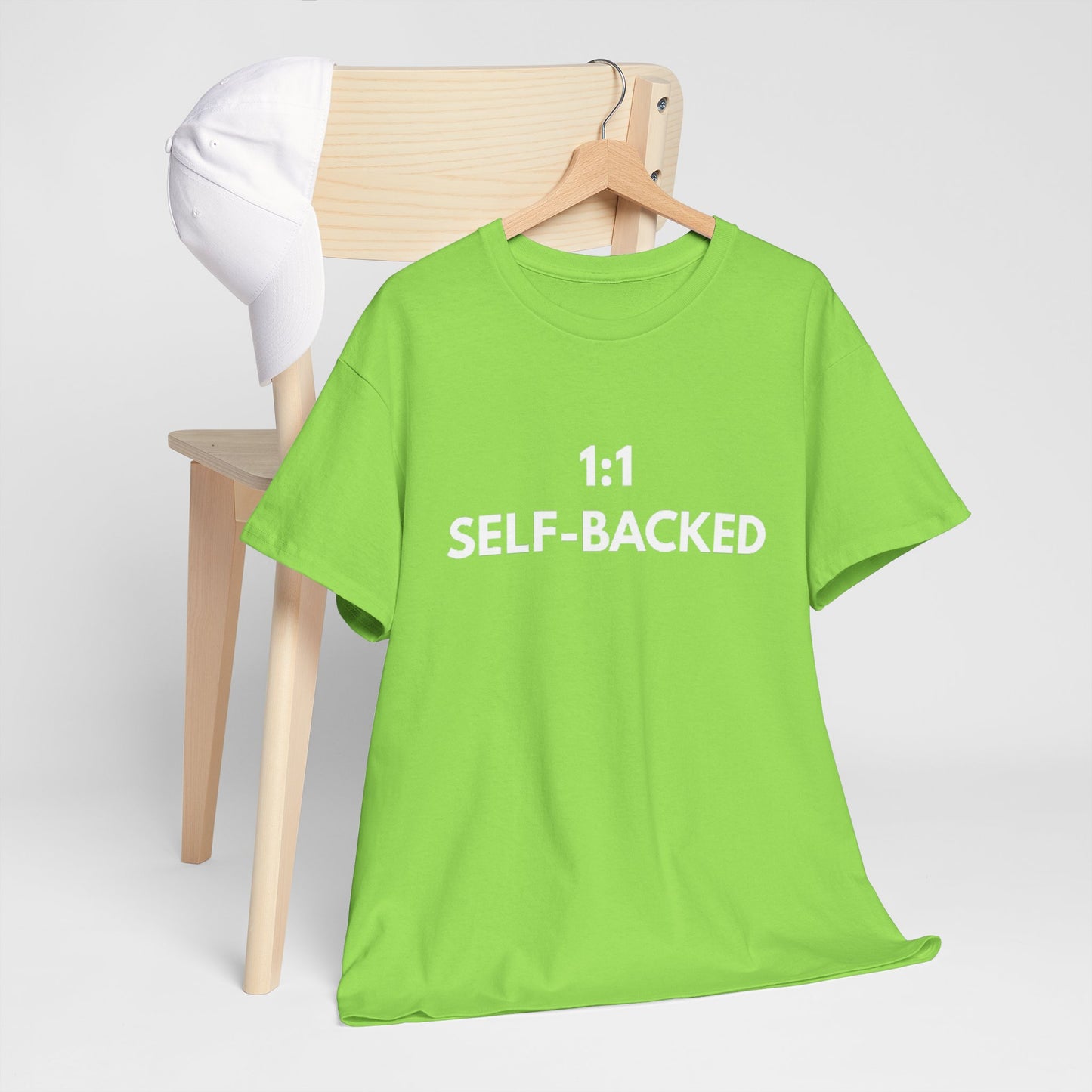 Unisex Heavy Cotton Tee with '1:1 SELF-BACKED' Design - Casual Wear, Gifts for Motivation, Self-Care, Everyday Comfort, Statement Tee