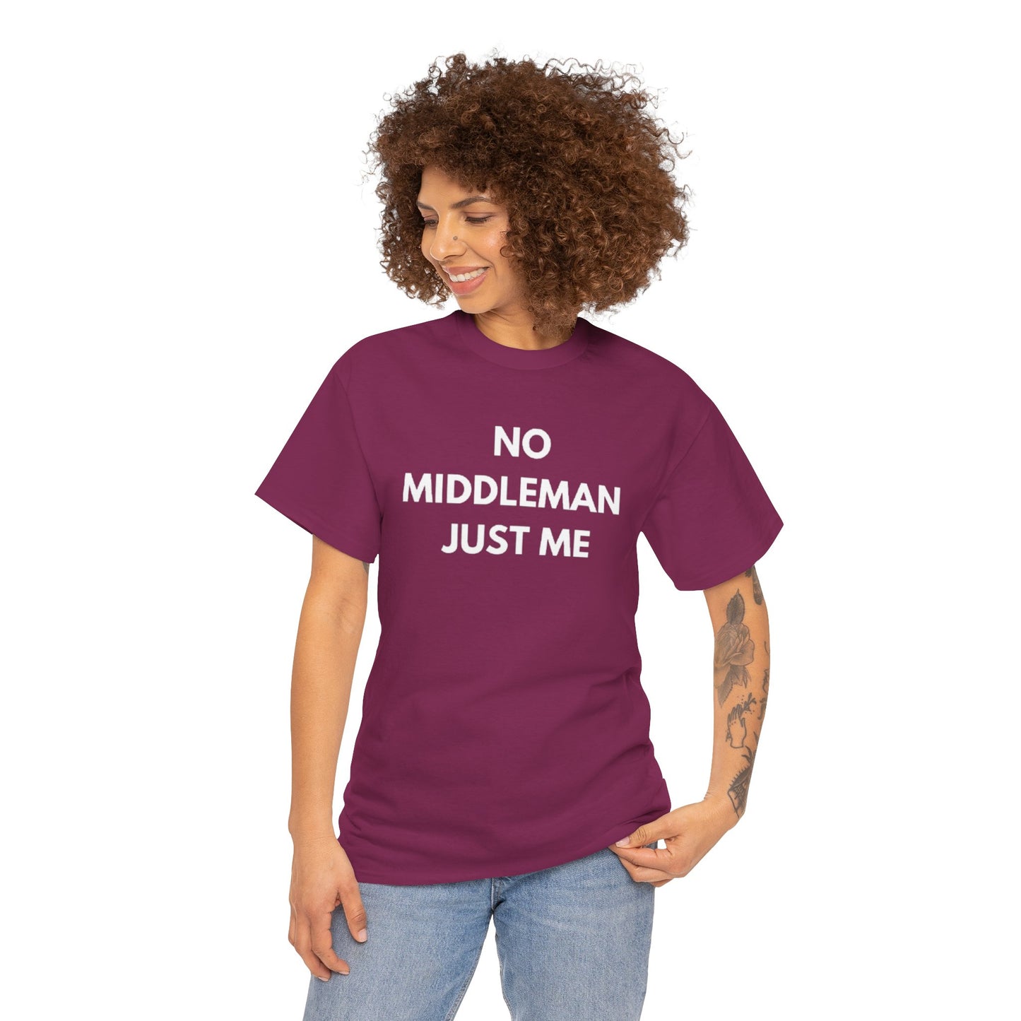 Unisex Tee - 'No Middleman Just Me' Statement Shirt, Casual Wear, Gift for Entrepreneurs, Summer Outfit, Everyday Style