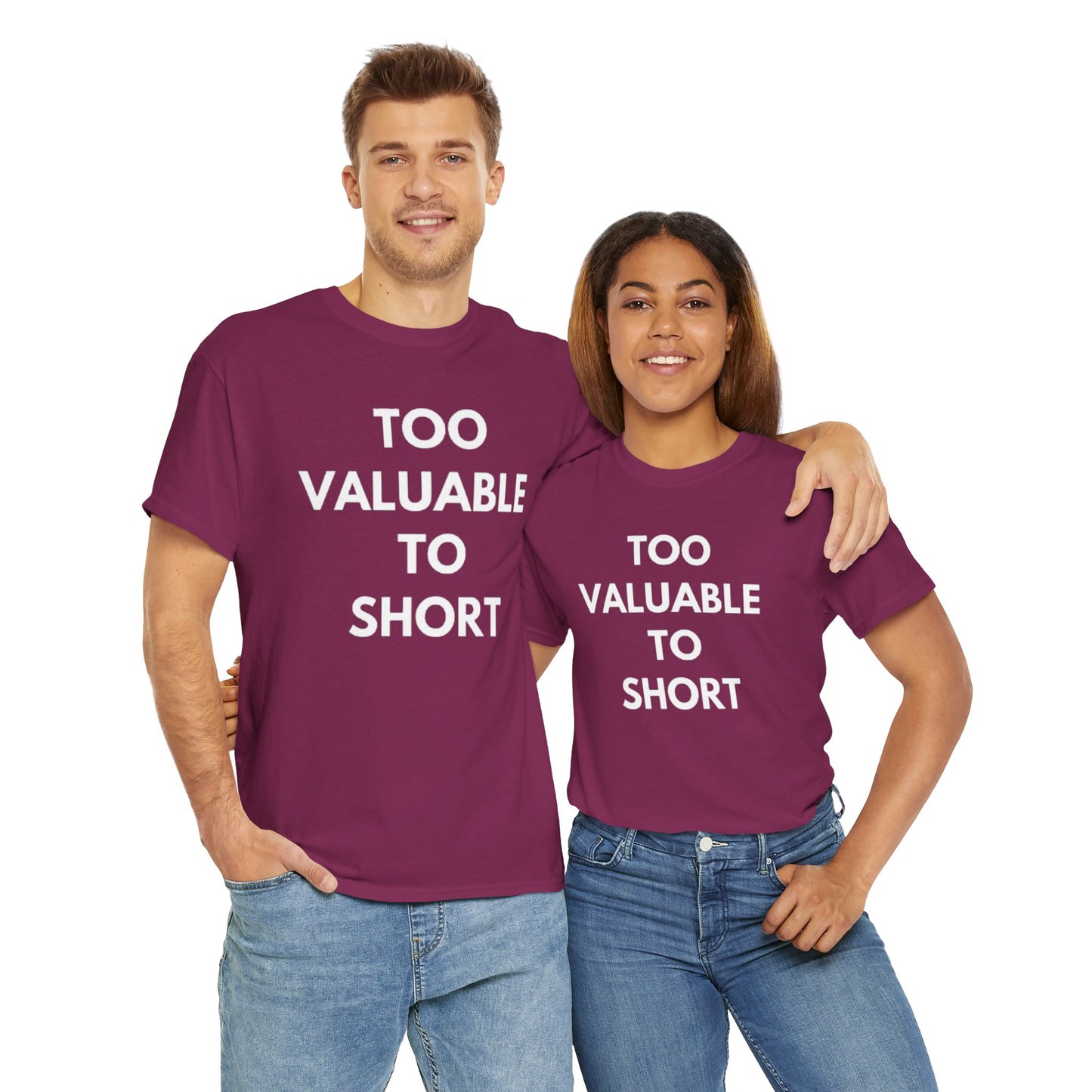 Too Valuable to Short Unisex Heavy Cotton Tee | Casual Wear, Gift for Friends, Everyday Comfort, Statement T-Shirt, Birthday Gift