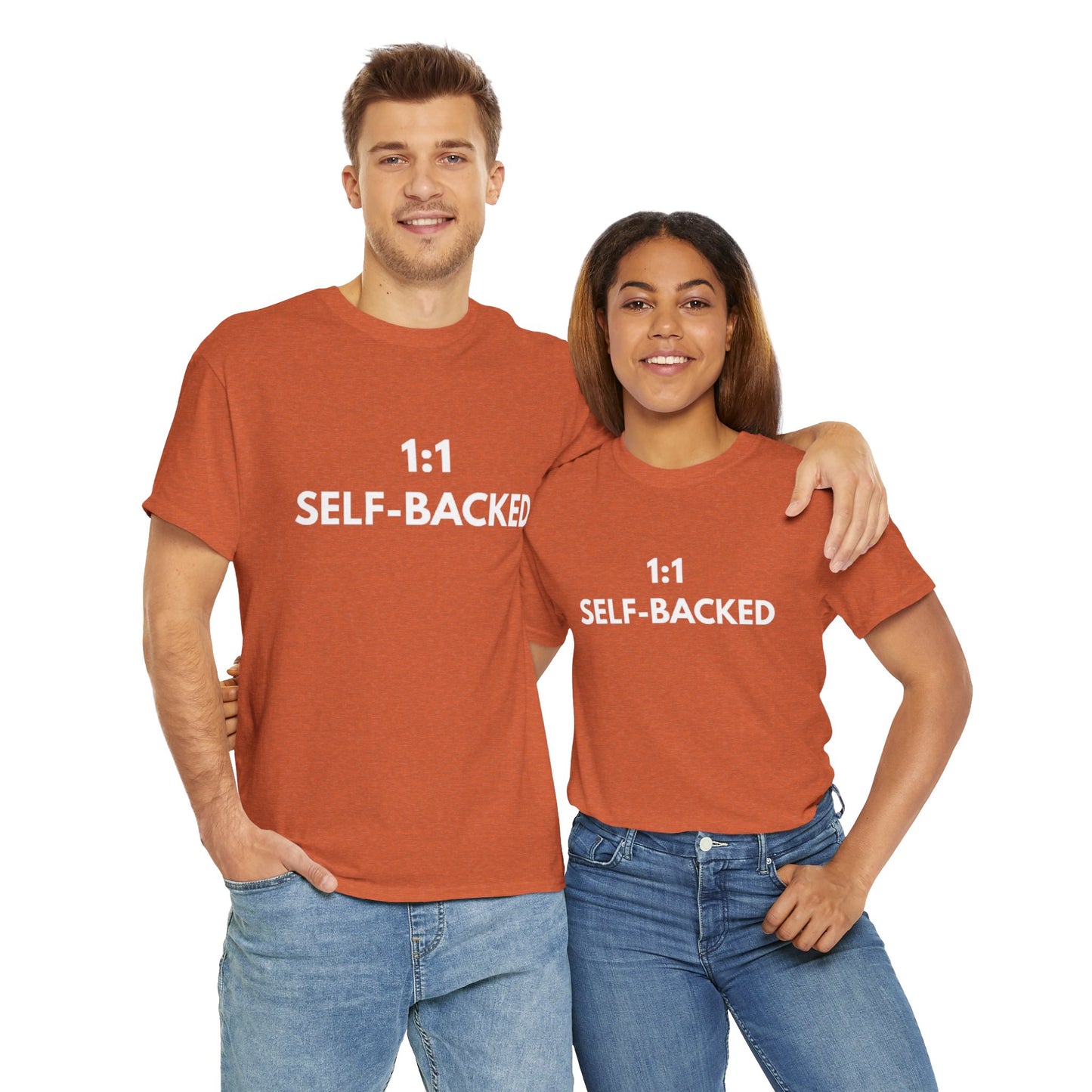 Unisex Heavy Cotton Tee with '1:1 SELF-BACKED' Design - Casual Wear, Gifts for Motivation, Self-Care, Everyday Comfort, Statement Tee