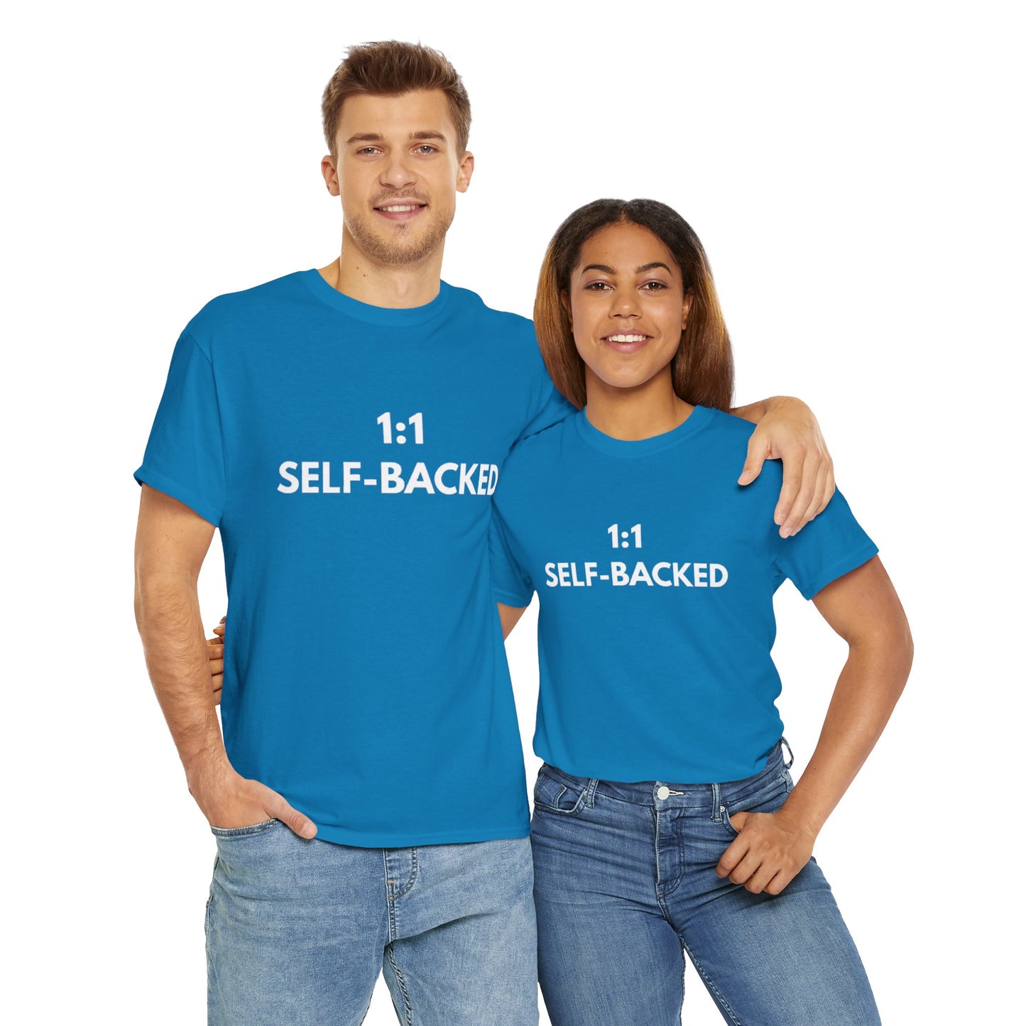 Unisex Heavy Cotton Tee with '1:1 SELF-BACKED' Design - Casual Wear, Gifts for Motivation, Self-Care, Everyday Comfort, Statement Tee
