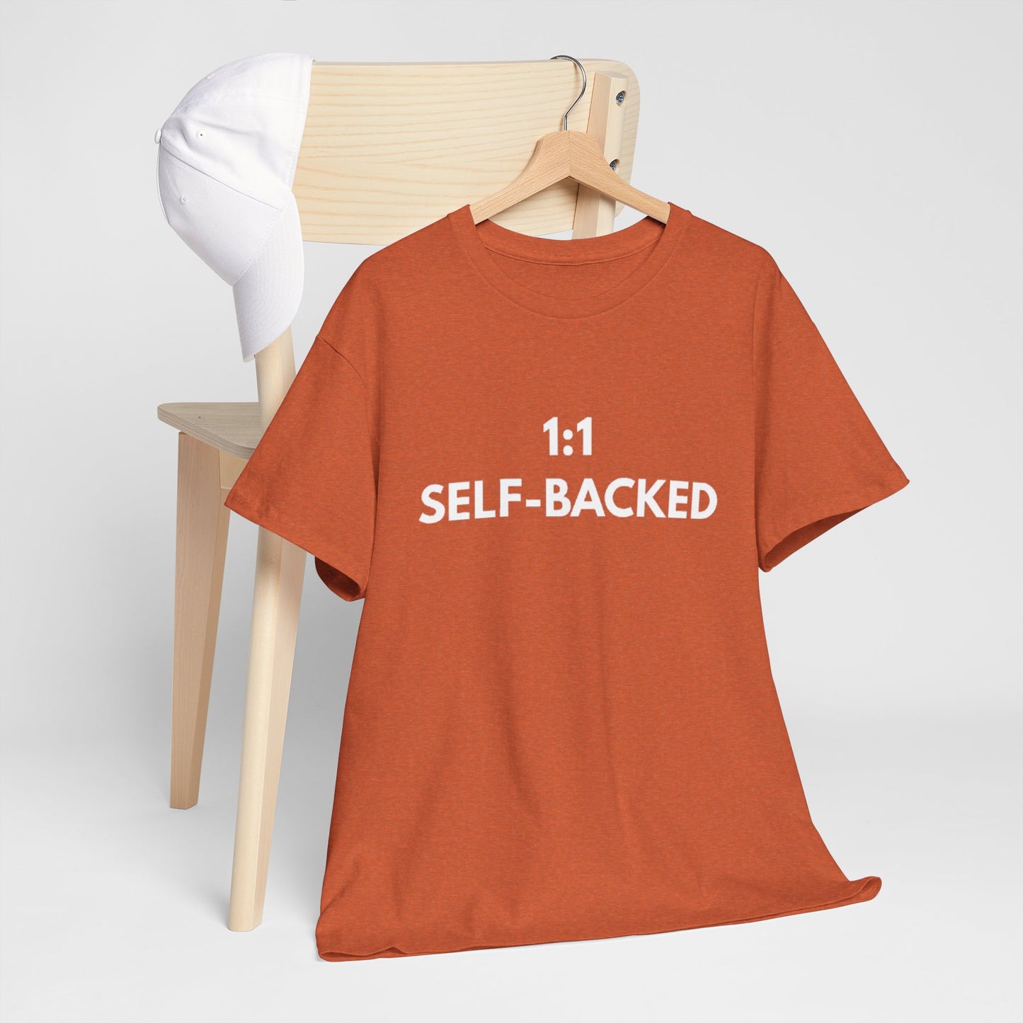 Unisex Heavy Cotton Tee with '1:1 SELF-BACKED' Design - Casual Wear, Gifts for Motivation, Self-Care, Everyday Comfort, Statement Tee