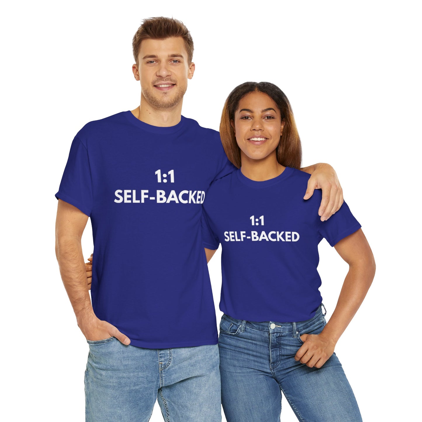 Unisex Heavy Cotton Tee with '1:1 SELF-BACKED' Design - Casual Wear, Gifts for Motivation, Self-Care, Everyday Comfort, Statement Tee