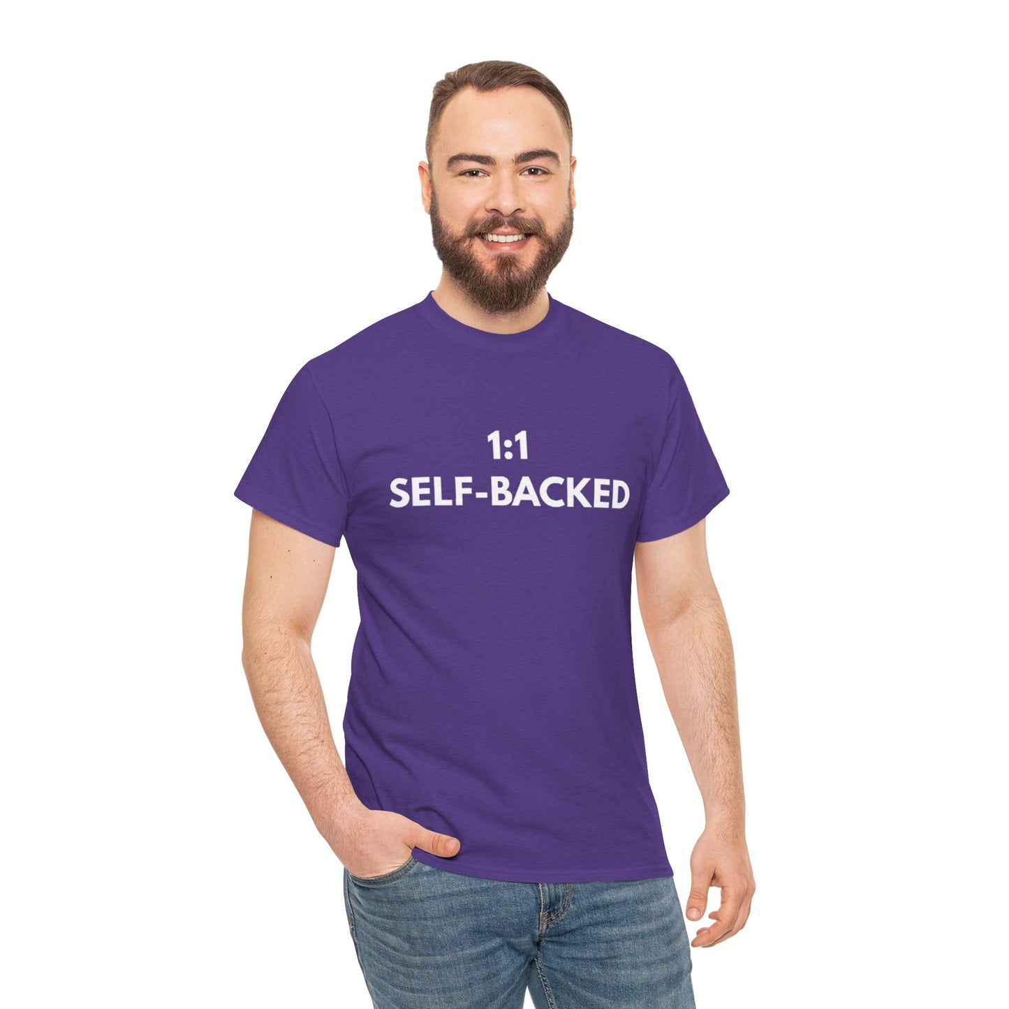 Unisex Heavy Cotton Tee with '1:1 SELF-BACKED' Design - Casual Wear, Gifts for Motivation, Self-Care, Everyday Comfort, Statement Tee