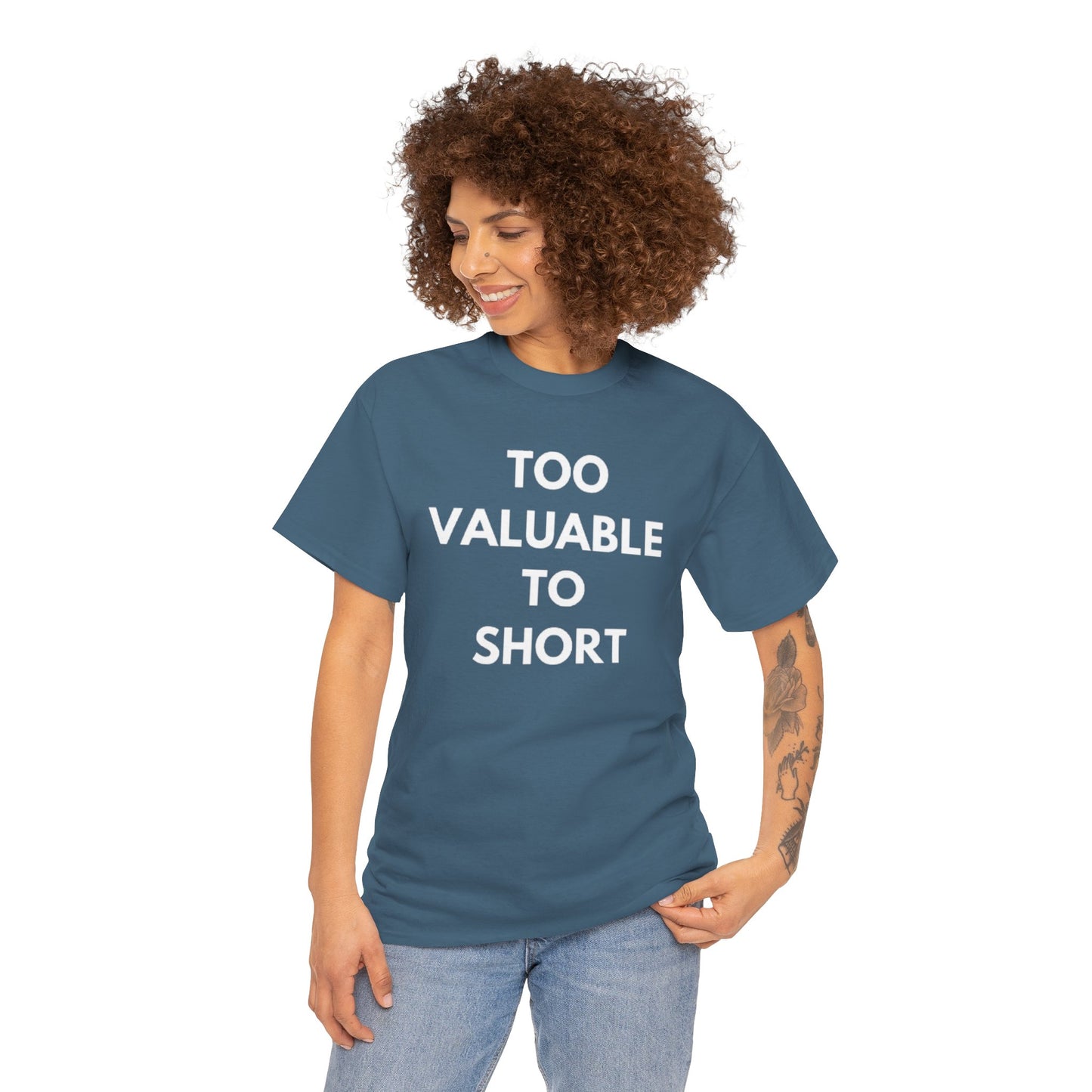 Too Valuable to Short Unisex Heavy Cotton Tee | Casual Wear, Gift for Friends, Everyday Comfort, Statement T-Shirt, Birthday Gift