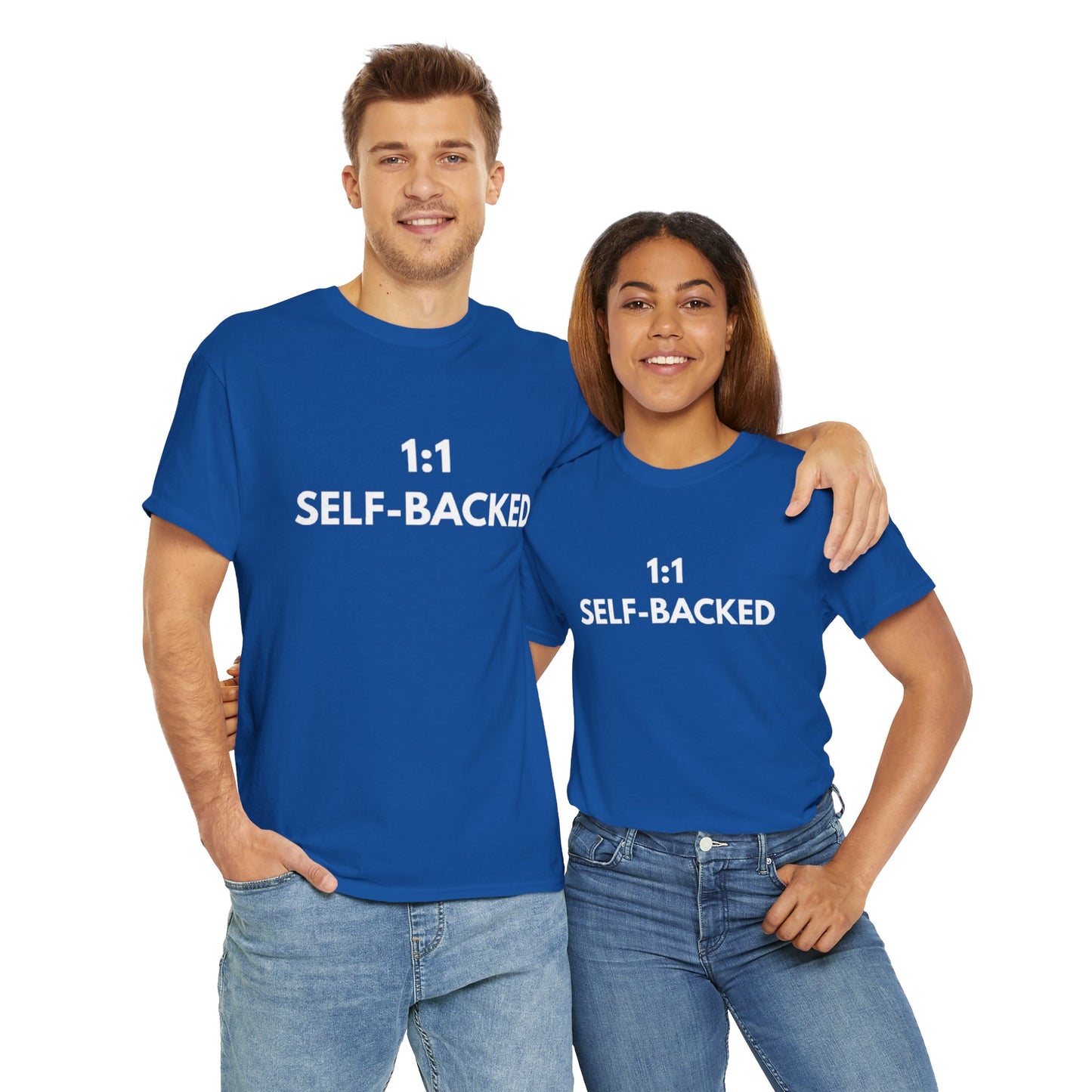 Unisex Heavy Cotton Tee with '1:1 SELF-BACKED' Design - Casual Wear, Gifts for Motivation, Self-Care, Everyday Comfort, Statement Tee