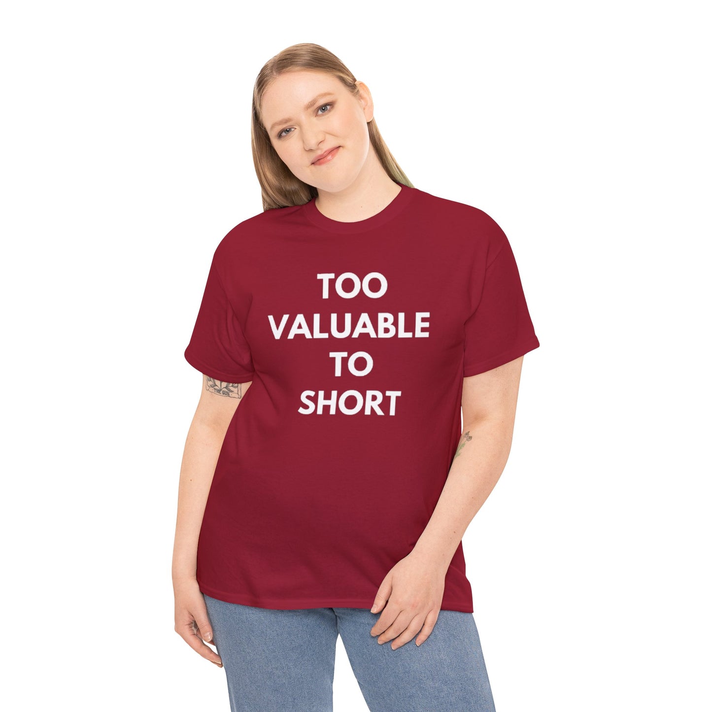 Too Valuable to Short Unisex Heavy Cotton Tee | Casual Wear, Gift for Friends, Everyday Comfort, Statement T-Shirt, Birthday Gift