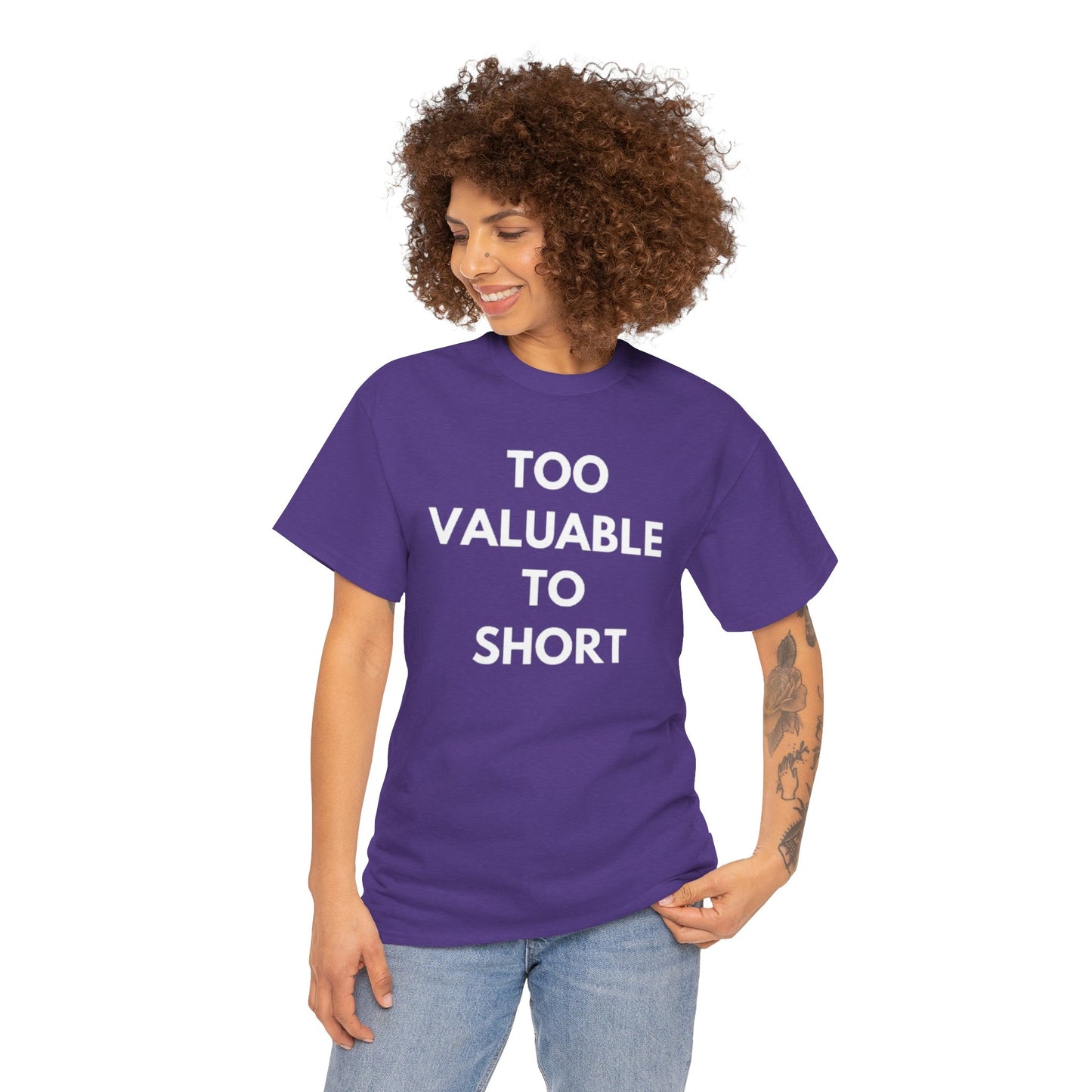 Too Valuable to Short Unisex Heavy Cotton Tee | Casual Wear, Gift for Friends, Everyday Comfort, Statement T-Shirt, Birthday Gift