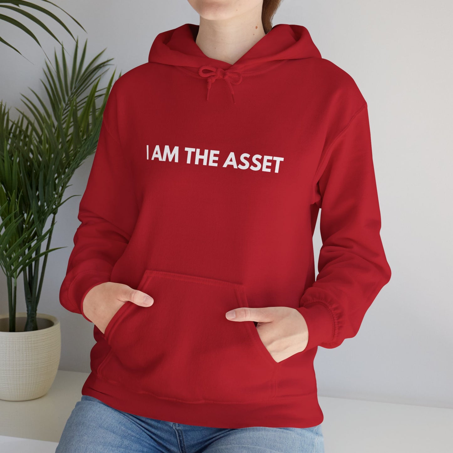 Unisex Heavy Blend Hoodie - "I AM THE ASSET" Cool Casual Sweatshirt, Gift for Entrepreneurs, Cozy Lounge Wear, Motivational Apparel, [...]