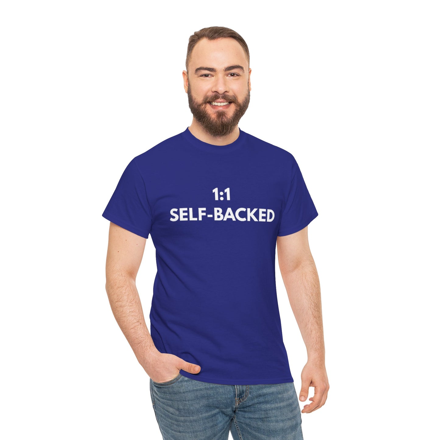 Unisex Heavy Cotton Tee with '1:1 SELF-BACKED' Design - Casual Wear, Gifts for Motivation, Self-Care, Everyday Comfort, Statement Tee