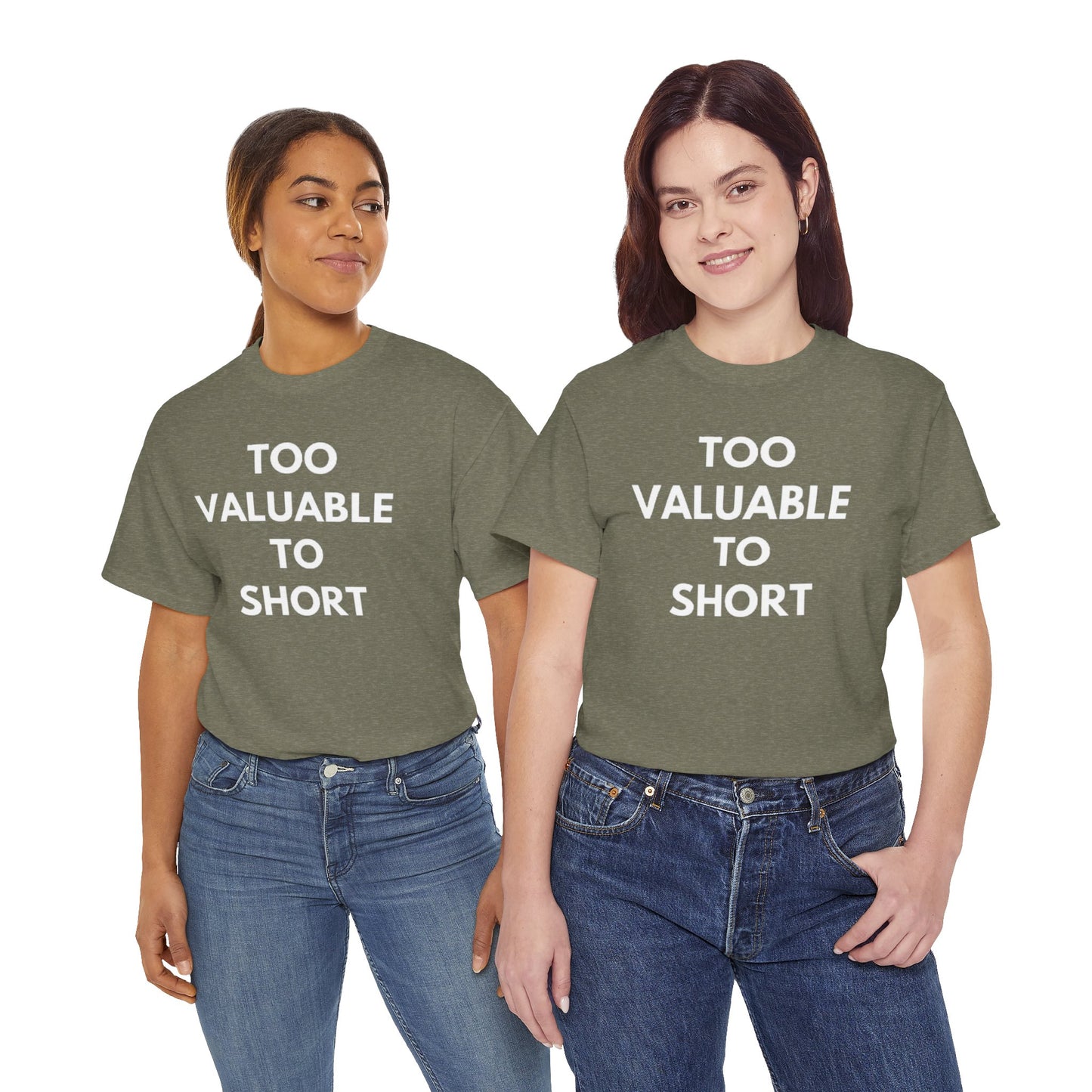 Too Valuable to Short Unisex Heavy Cotton Tee | Casual Wear, Gift for Friends, Everyday Comfort, Statement T-Shirt, Birthday Gift