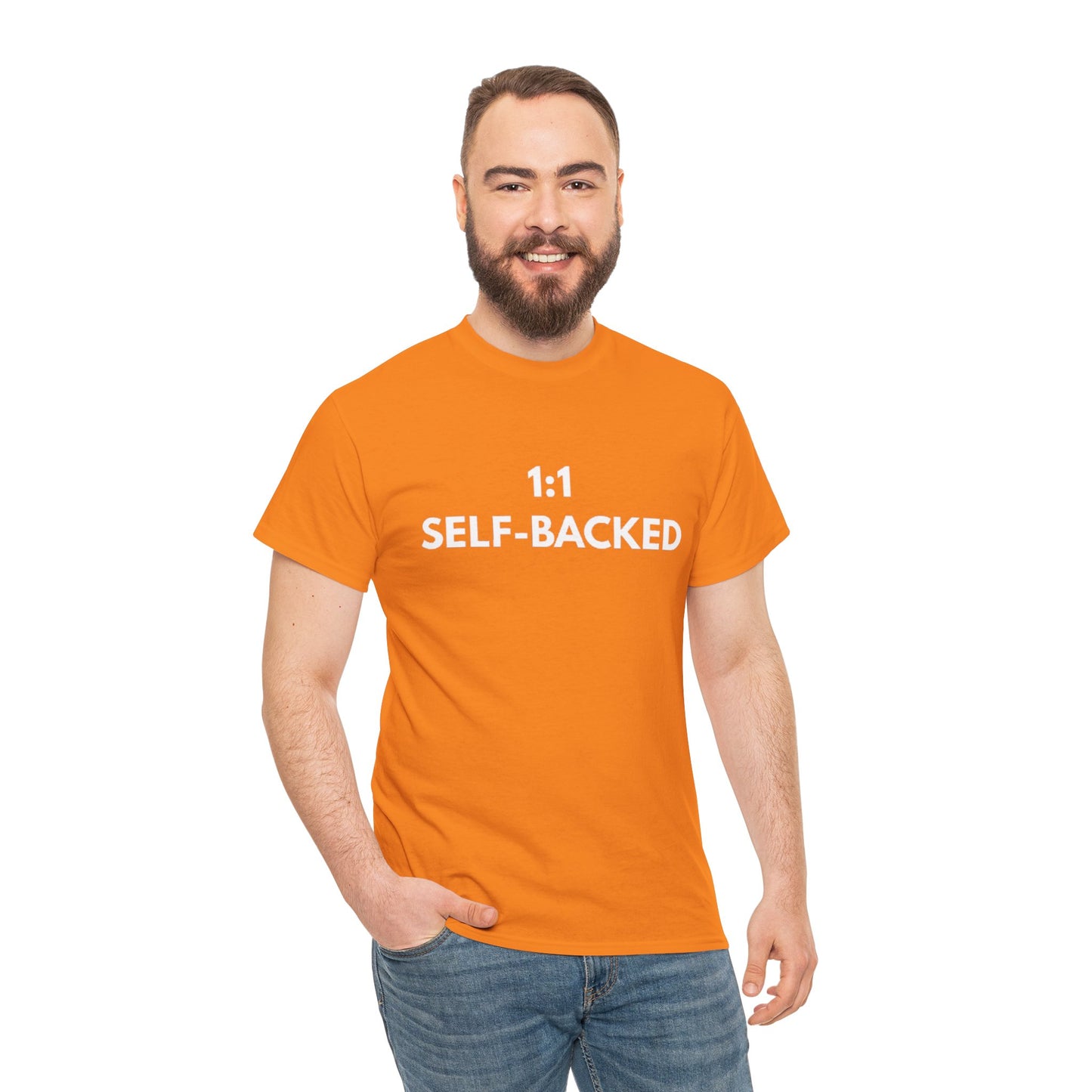 Unisex Heavy Cotton Tee with '1:1 SELF-BACKED' Design - Casual Wear, Gifts for Motivation, Self-Care, Everyday Comfort, Statement Tee