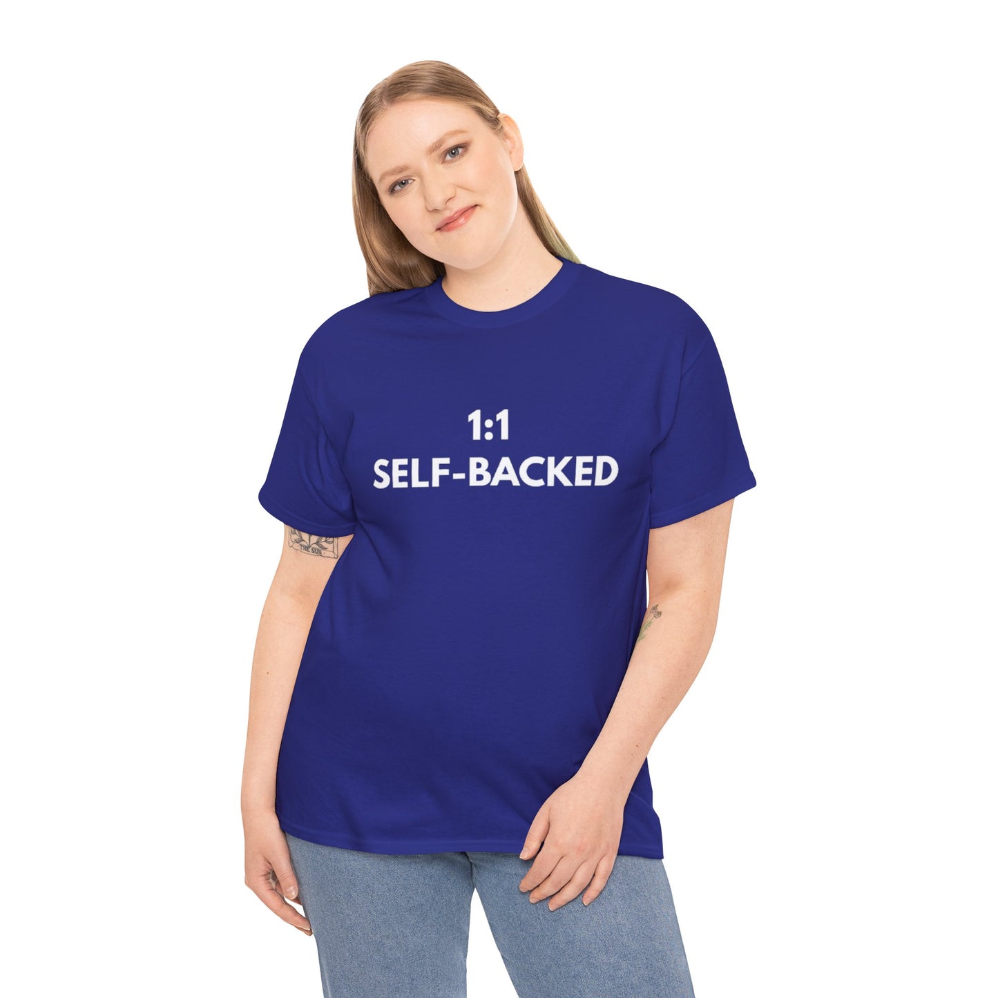 Unisex Heavy Cotton Tee with '1:1 SELF-BACKED' Design - Casual Wear, Gifts for Motivation, Self-Care, Everyday Comfort, Statement Tee