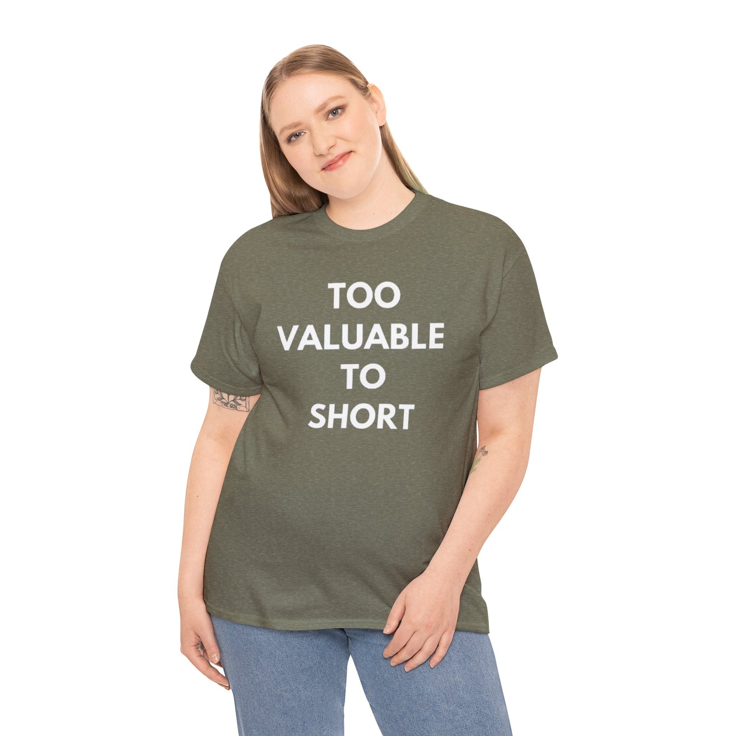 Too Valuable to Short Unisex Heavy Cotton Tee | Casual Wear, Gift for Friends, Everyday Comfort, Statement T-Shirt, Birthday Gift
