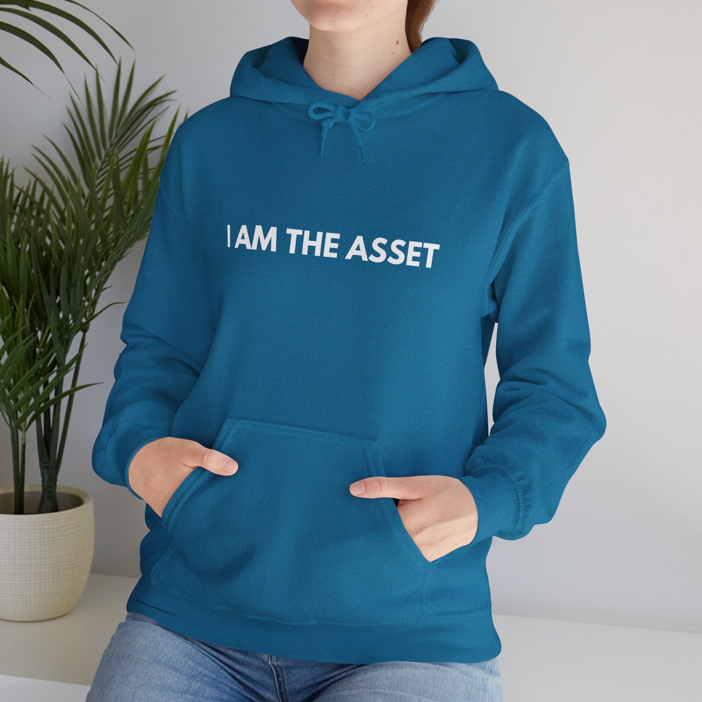 Unisex Heavy Blend Hoodie - "I AM THE ASSET" Cool Casual Sweatshirt, Gift for Entrepreneurs, Cozy Lounge Wear, Motivational Apparel, [...]