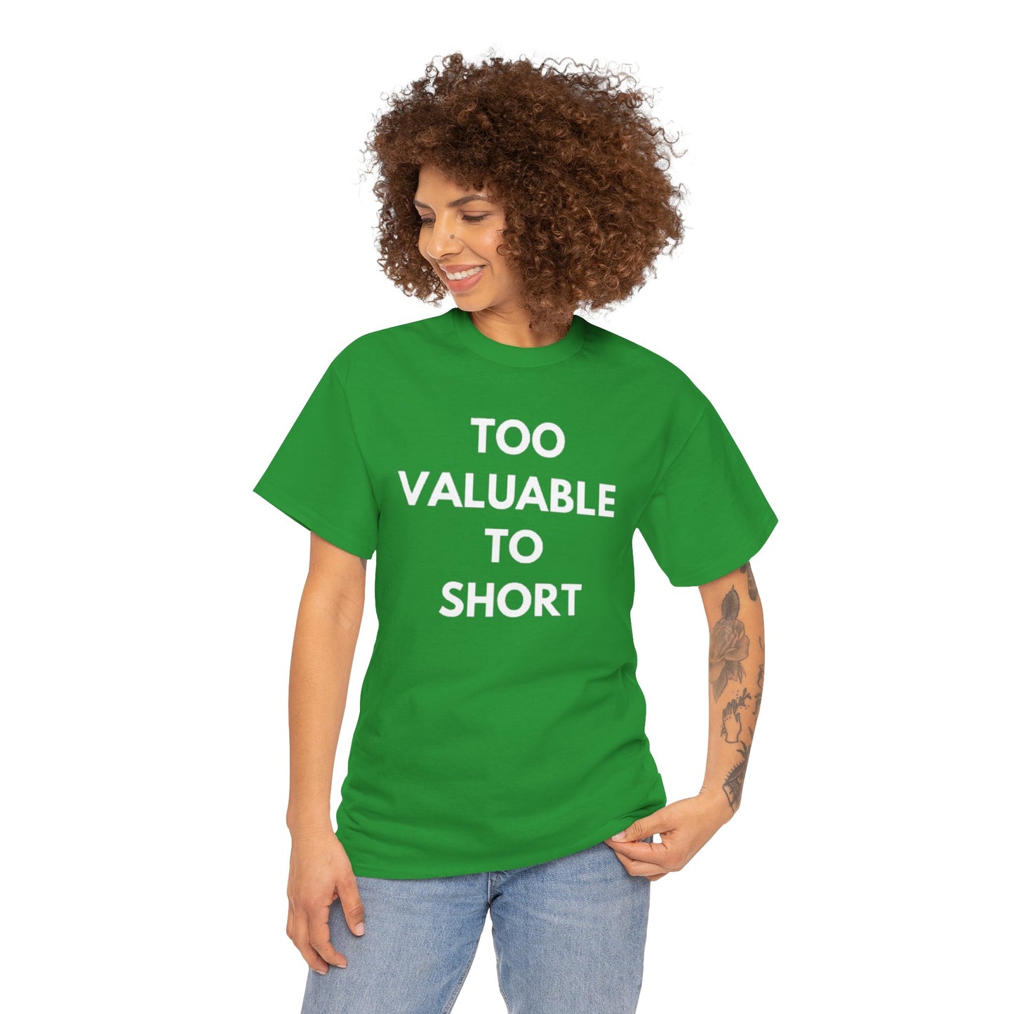 Too Valuable to Short Unisex Heavy Cotton Tee | Casual Wear, Gift for Friends, Everyday Comfort, Statement T-Shirt, Birthday Gift
