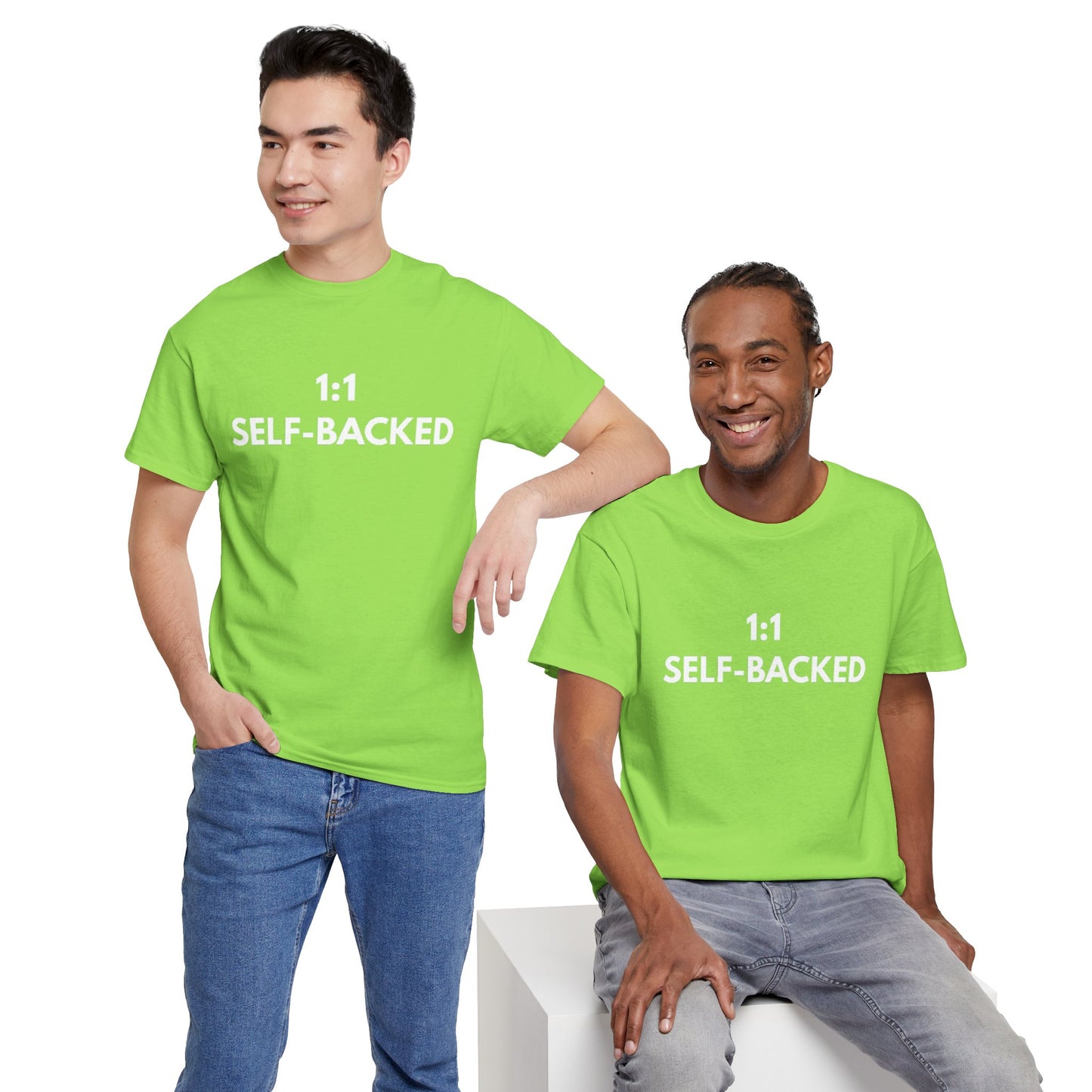 Unisex Heavy Cotton Tee with '1:1 SELF-BACKED' Design - Casual Wear, Gifts for Motivation, Self-Care, Everyday Comfort, Statement Tee