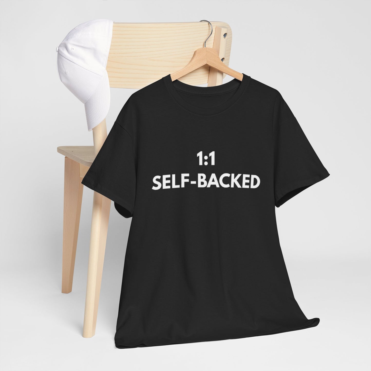 Unisex Heavy Cotton Tee with '1:1 SELF-BACKED' Design - Casual Wear, Gifts for Motivation, Self-Care, Everyday Comfort, Statement Tee