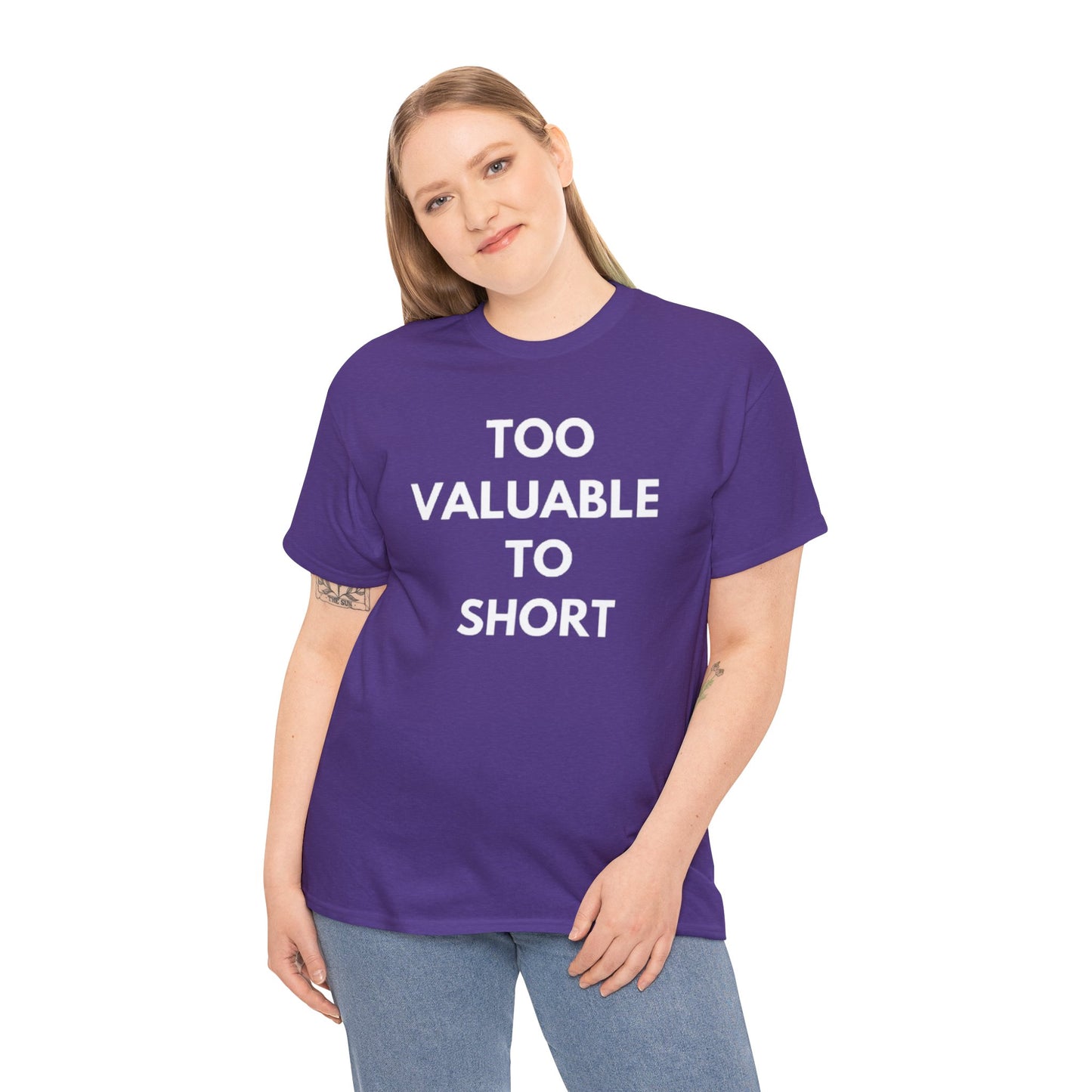 Too Valuable to Short Unisex Heavy Cotton Tee | Casual Wear, Gift for Friends, Everyday Comfort, Statement T-Shirt, Birthday Gift