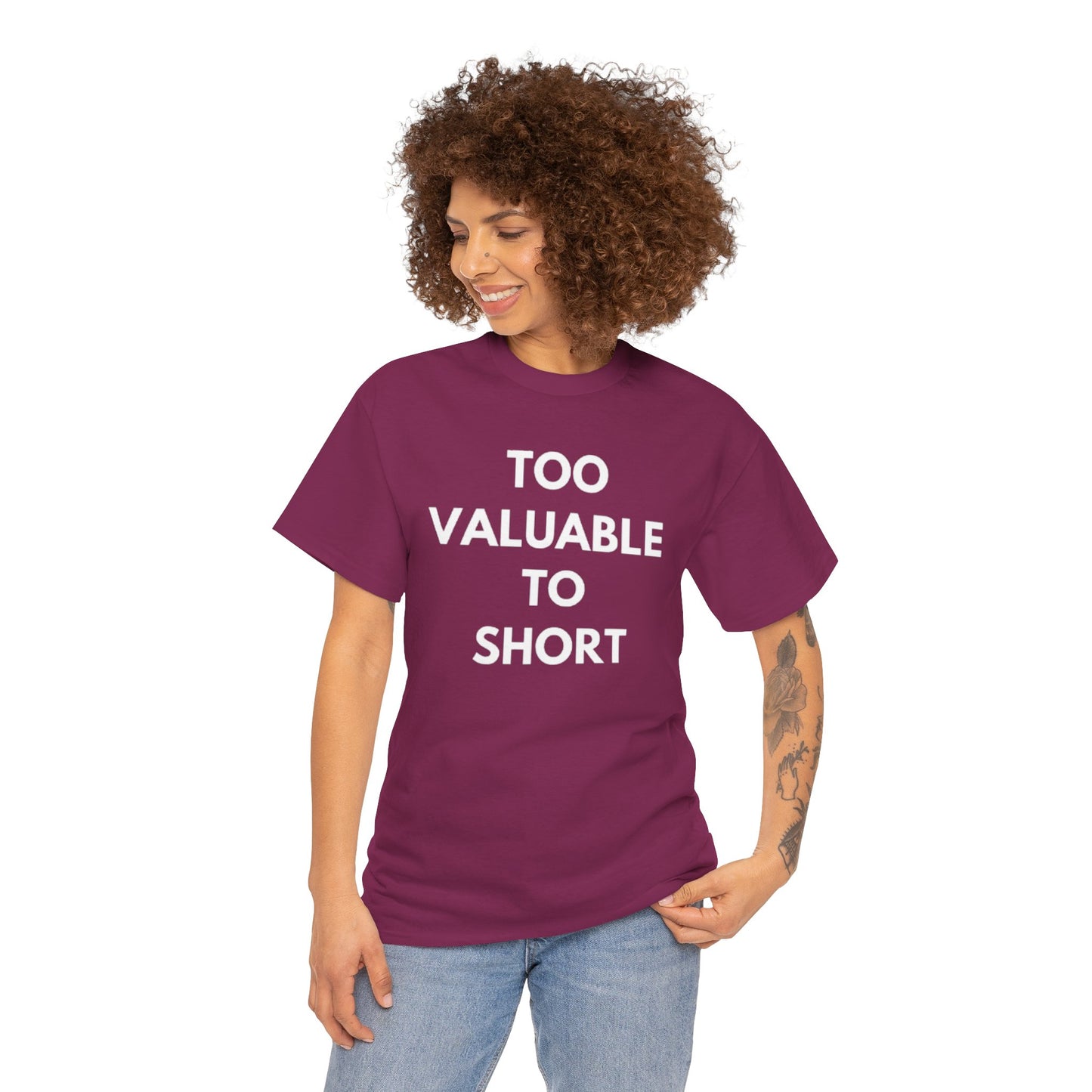 Too Valuable to Short Unisex Heavy Cotton Tee | Casual Wear, Gift for Friends, Everyday Comfort, Statement T-Shirt, Birthday Gift