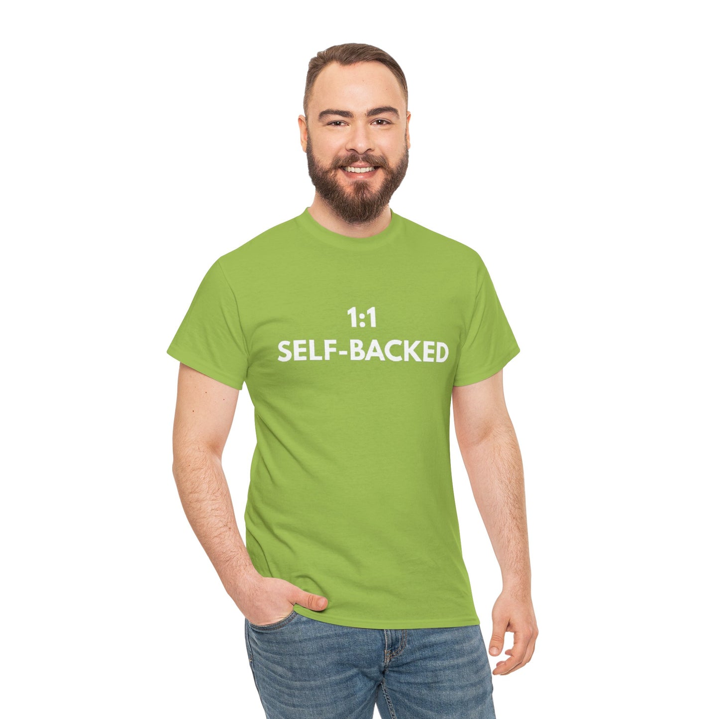 Unisex Heavy Cotton Tee with '1:1 SELF-BACKED' Design - Casual Wear, Gifts for Motivation, Self-Care, Everyday Comfort, Statement Tee