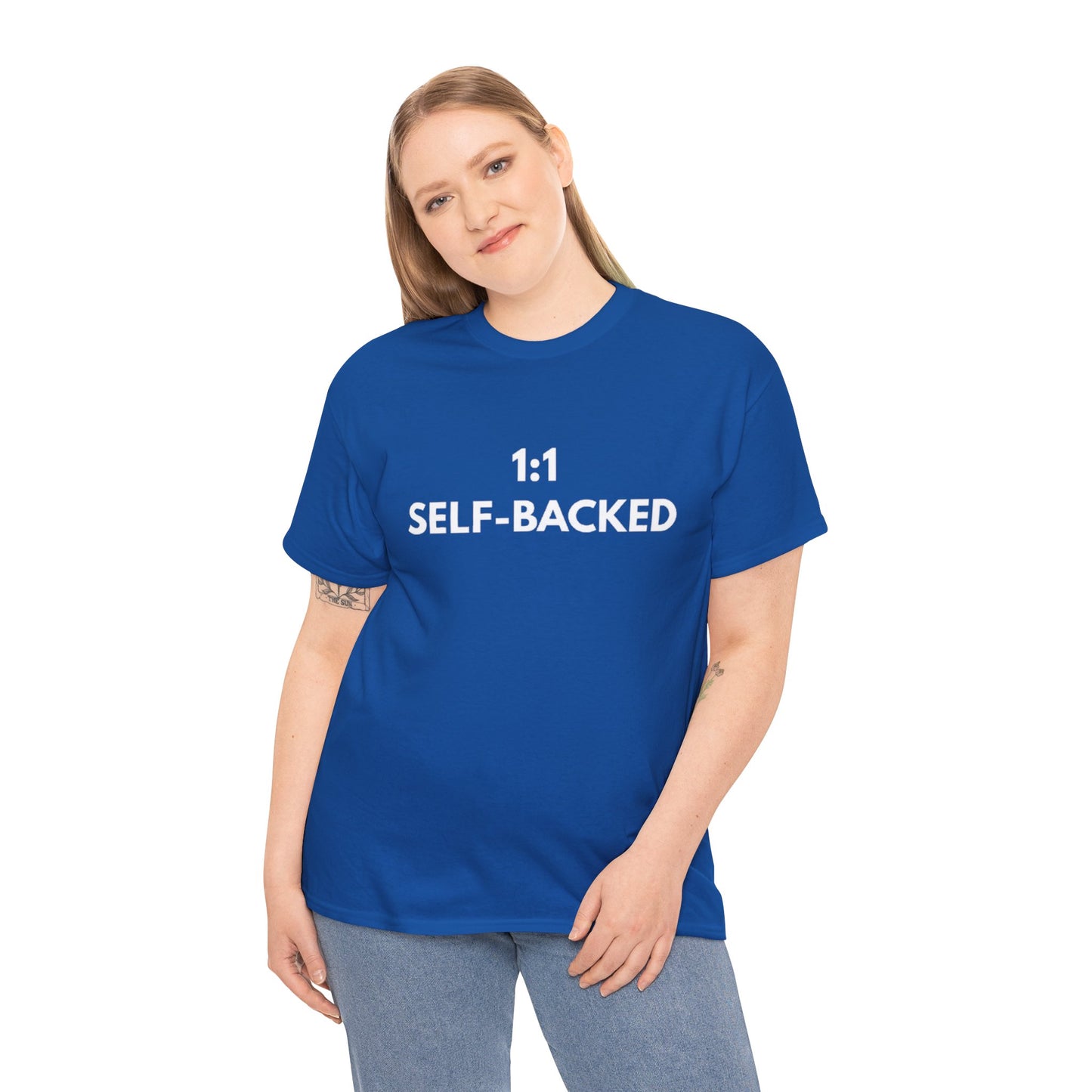 Unisex Heavy Cotton Tee with '1:1 SELF-BACKED' Design - Casual Wear, Gifts for Motivation, Self-Care, Everyday Comfort, Statement Tee