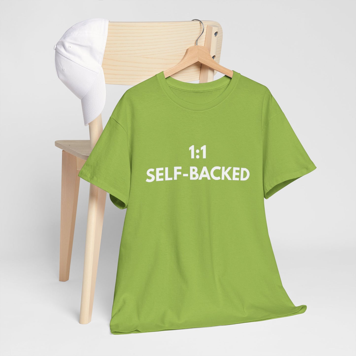 Unisex Heavy Cotton Tee with '1:1 SELF-BACKED' Design - Casual Wear, Gifts for Motivation, Self-Care, Everyday Comfort, Statement Tee