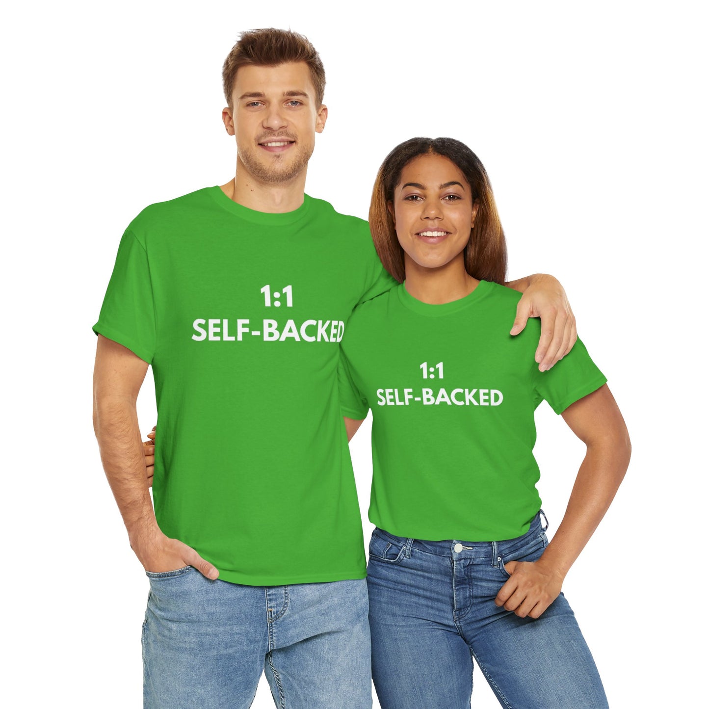 Unisex Heavy Cotton Tee with '1:1 SELF-BACKED' Design - Casual Wear, Gifts for Motivation, Self-Care, Everyday Comfort, Statement Tee