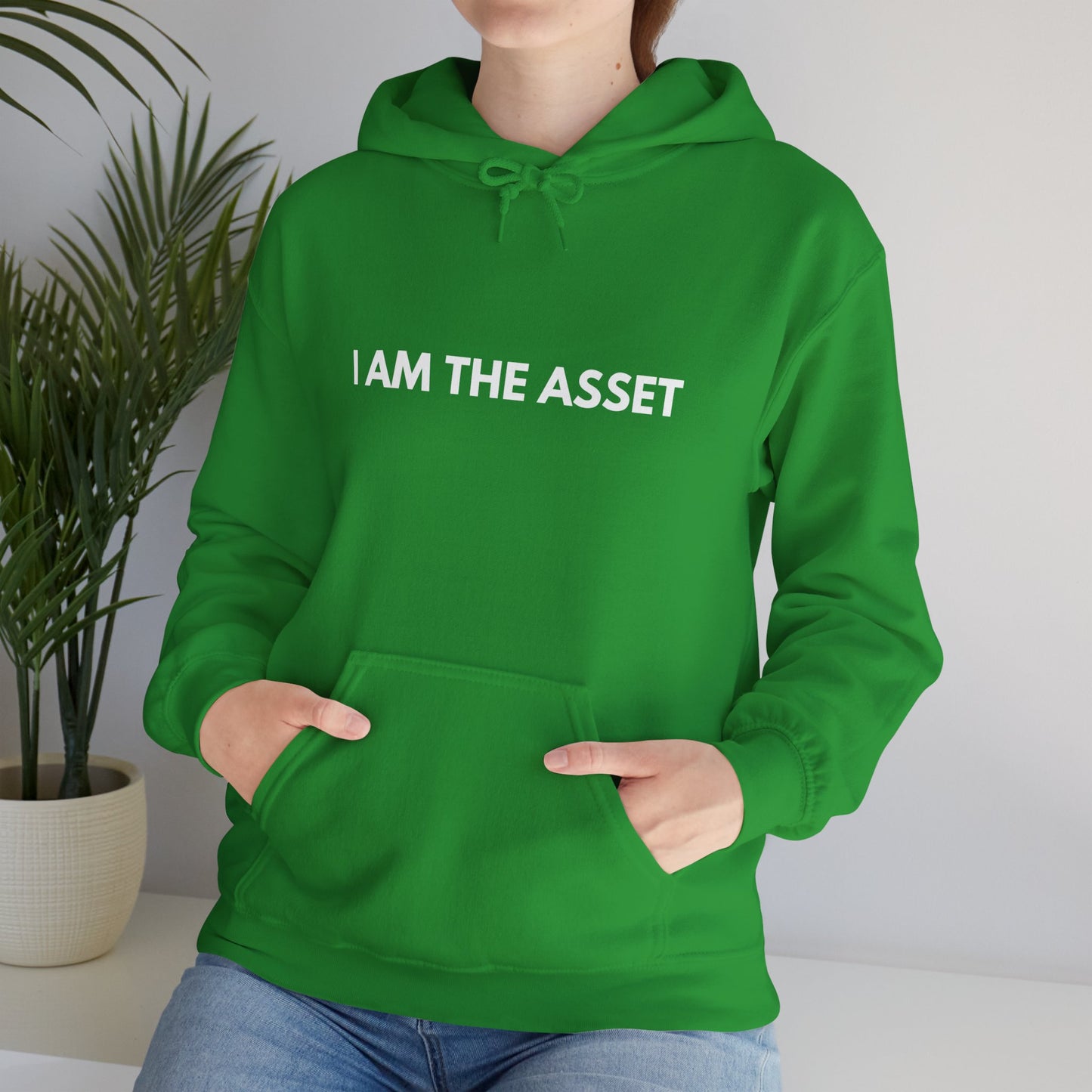 Unisex Heavy Blend Hoodie - "I AM THE ASSET" Cool Casual Sweatshirt, Gift for Entrepreneurs, Cozy Lounge Wear, Motivational Apparel, [...]