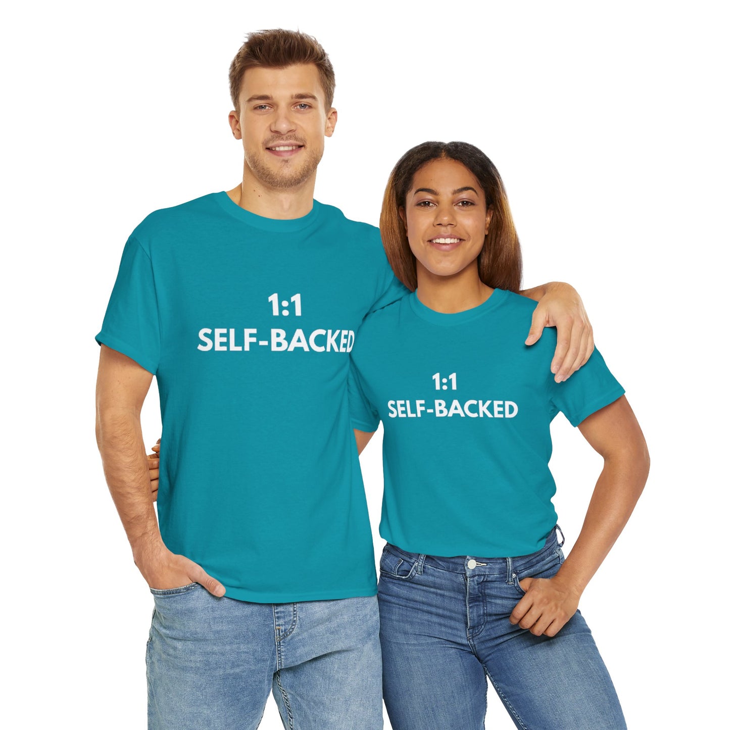 Unisex Heavy Cotton Tee with '1:1 SELF-BACKED' Design - Casual Wear, Gifts for Motivation, Self-Care, Everyday Comfort, Statement Tee