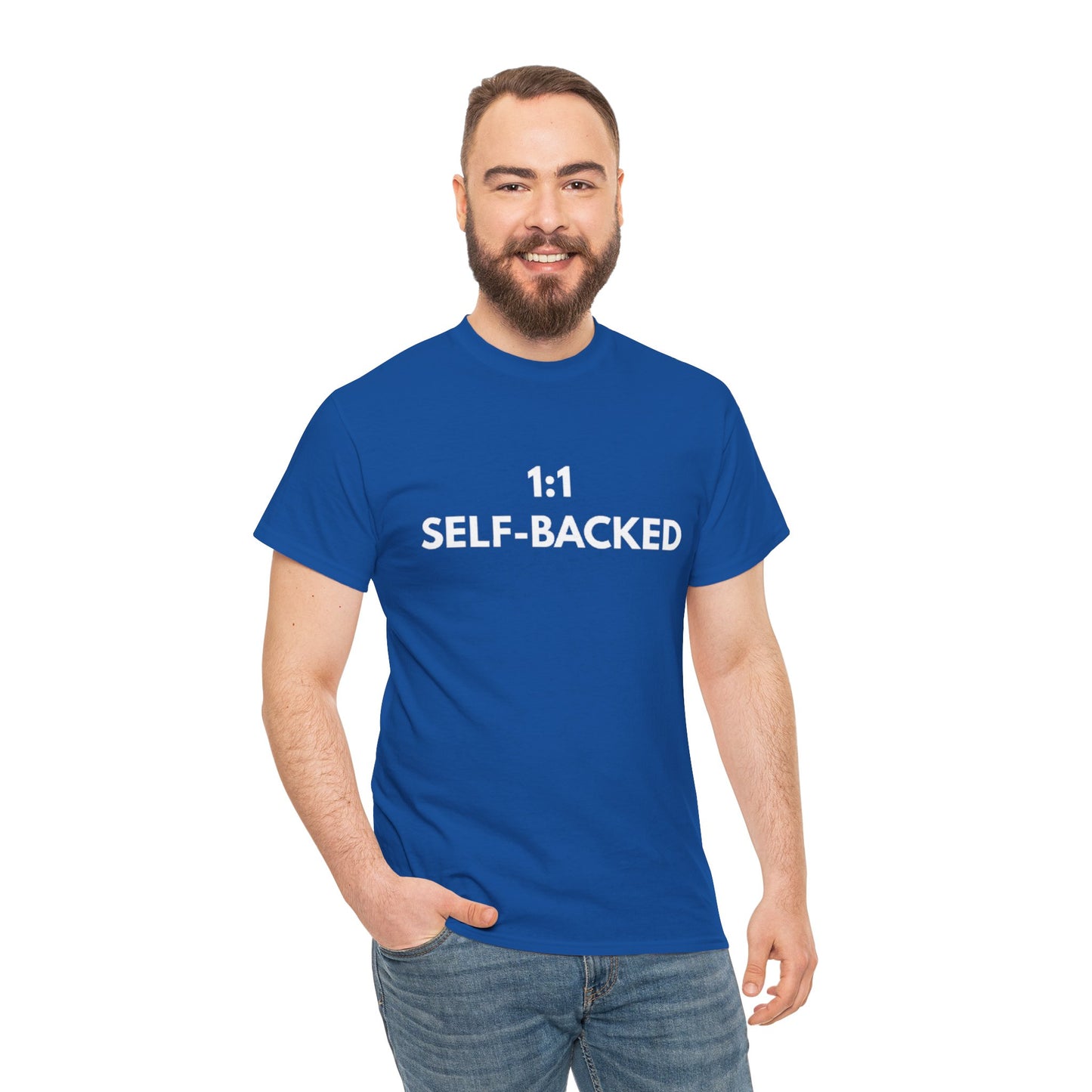 Unisex Heavy Cotton Tee with '1:1 SELF-BACKED' Design - Casual Wear, Gifts for Motivation, Self-Care, Everyday Comfort, Statement Tee