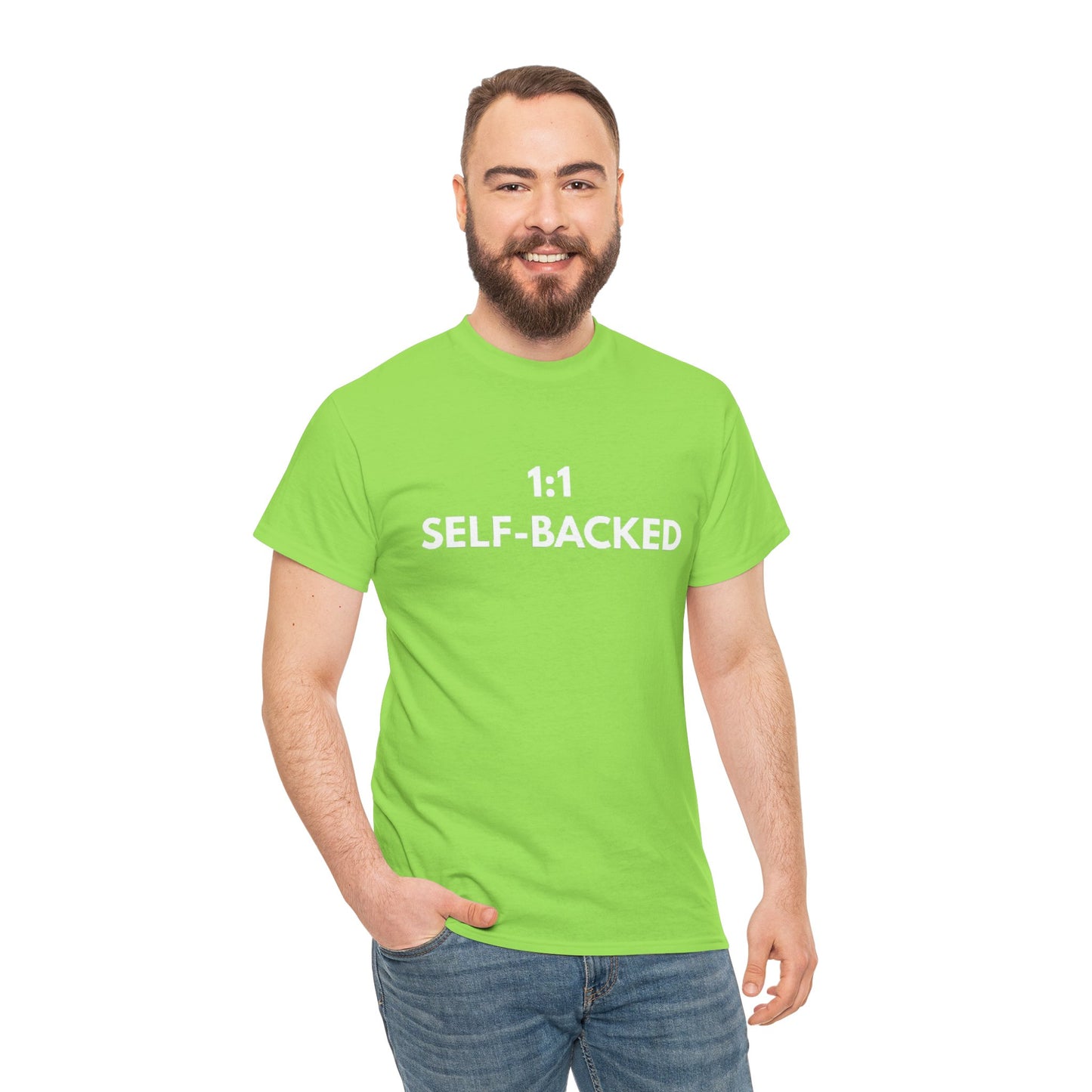 Unisex Heavy Cotton Tee with '1:1 SELF-BACKED' Design - Casual Wear, Gifts for Motivation, Self-Care, Everyday Comfort, Statement Tee