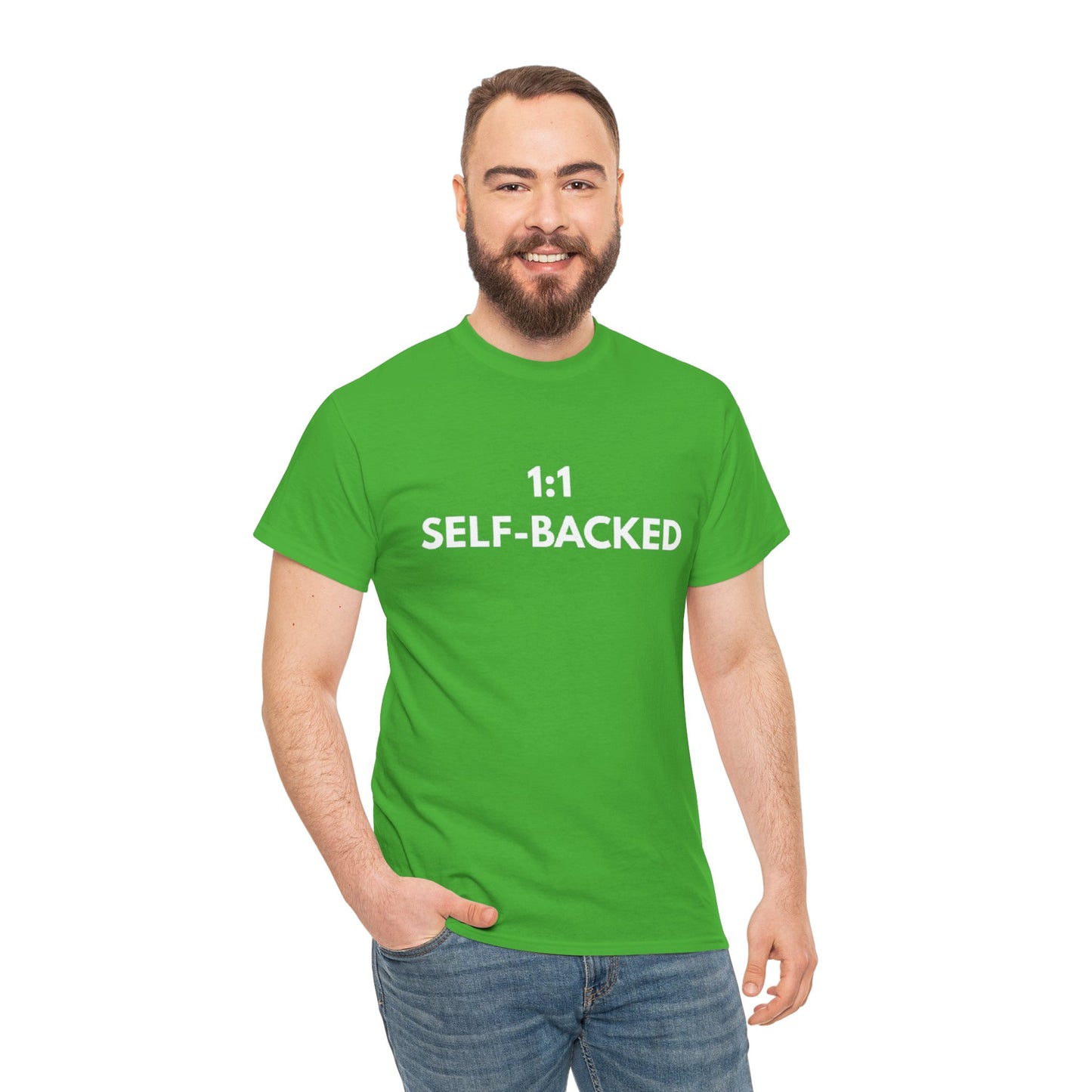 Unisex Heavy Cotton Tee with '1:1 SELF-BACKED' Design - Casual Wear, Gifts for Motivation, Self-Care, Everyday Comfort, Statement Tee