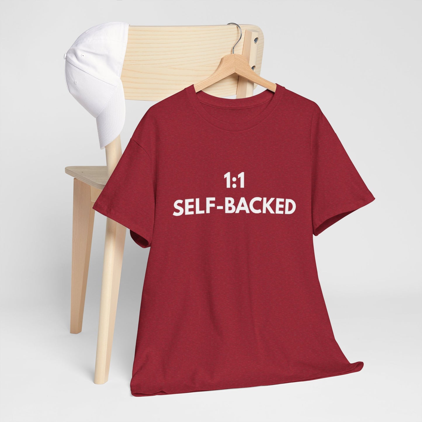 Unisex Heavy Cotton Tee with '1:1 SELF-BACKED' Design - Casual Wear, Gifts for Motivation, Self-Care, Everyday Comfort, Statement Tee