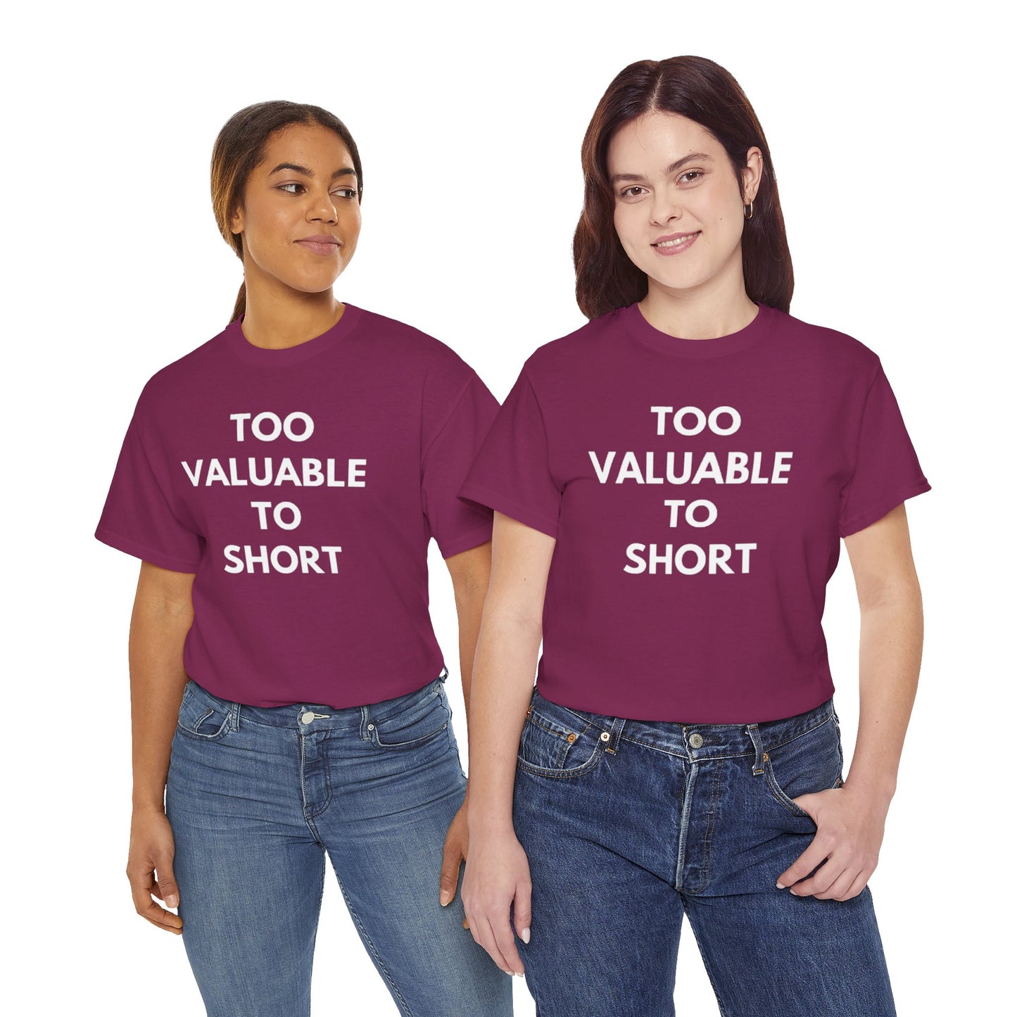 Too Valuable to Short Unisex Heavy Cotton Tee | Casual Wear, Gift for Friends, Everyday Comfort, Statement T-Shirt, Birthday Gift