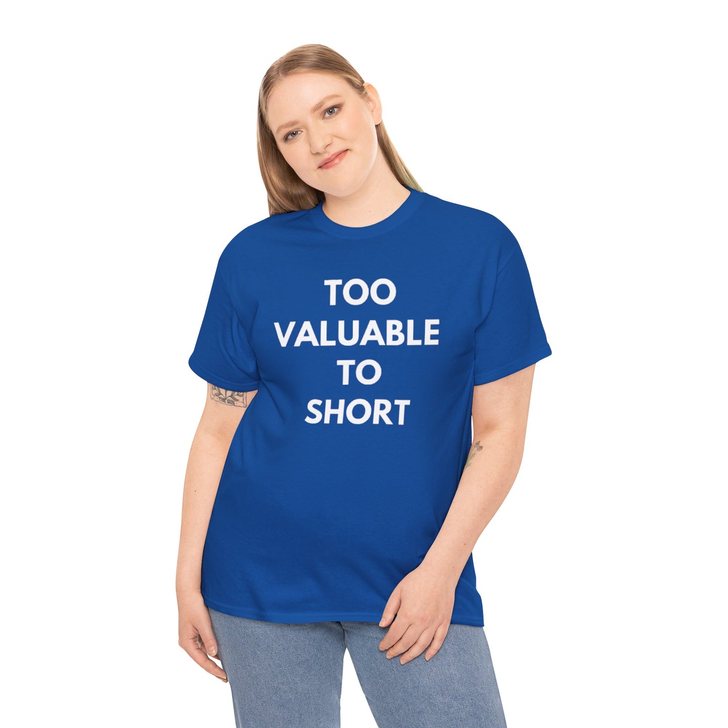 Too Valuable to Short Unisex Heavy Cotton Tee | Casual Wear, Gift for Friends, Everyday Comfort, Statement T-Shirt, Birthday Gift