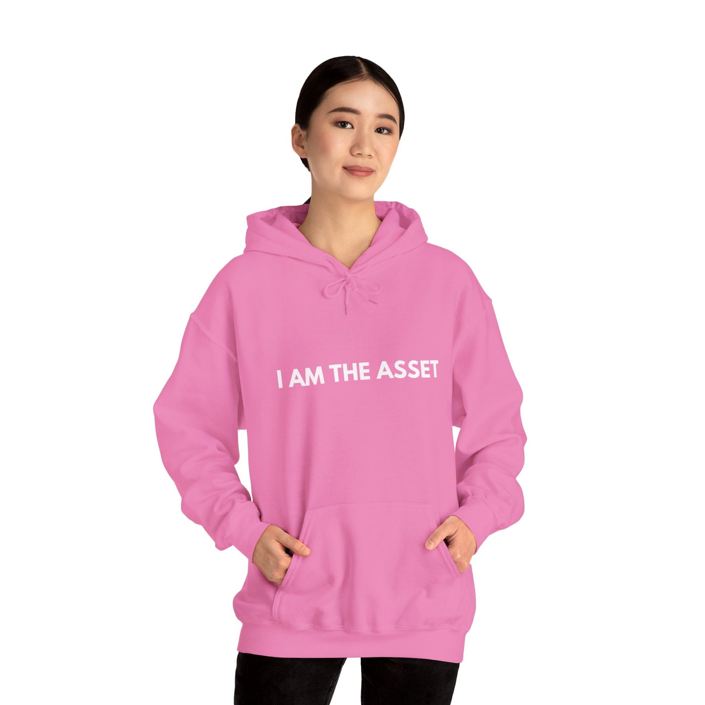 Unisex Heavy Blend Hoodie - "I AM THE ASSET" Cool Casual Sweatshirt, Gift for Entrepreneurs, Cozy Lounge Wear, Motivational Apparel, [...]
