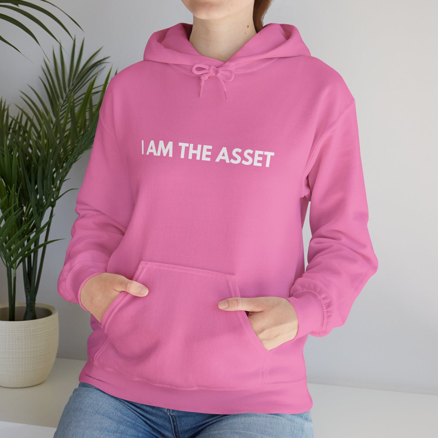 Unisex Heavy Blend Hoodie - "I AM THE ASSET" Cool Casual Sweatshirt, Gift for Entrepreneurs, Cozy Lounge Wear, Motivational Apparel, [...]