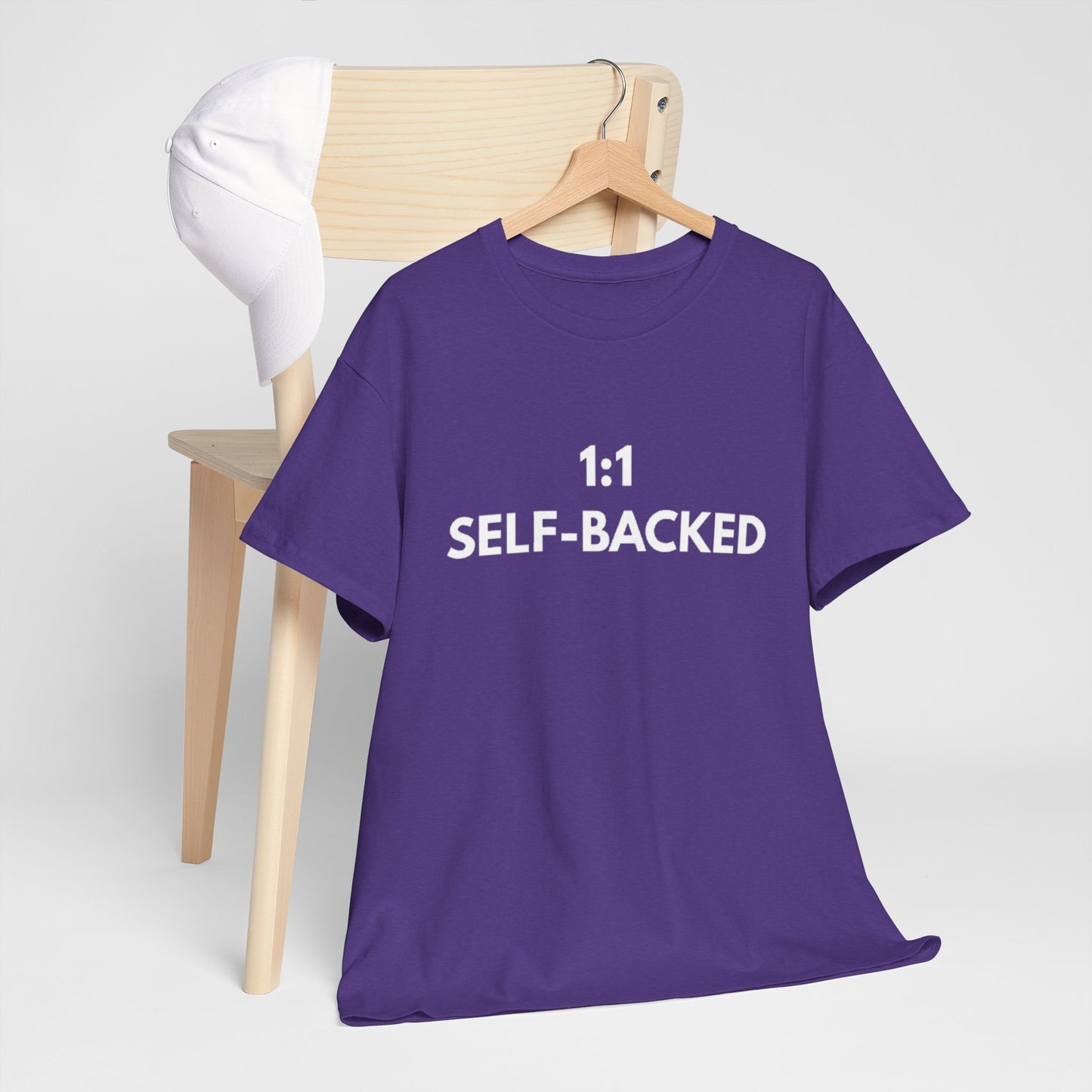 Unisex Heavy Cotton Tee with '1:1 SELF-BACKED' Design - Casual Wear, Gifts for Motivation, Self-Care, Everyday Comfort, Statement Tee